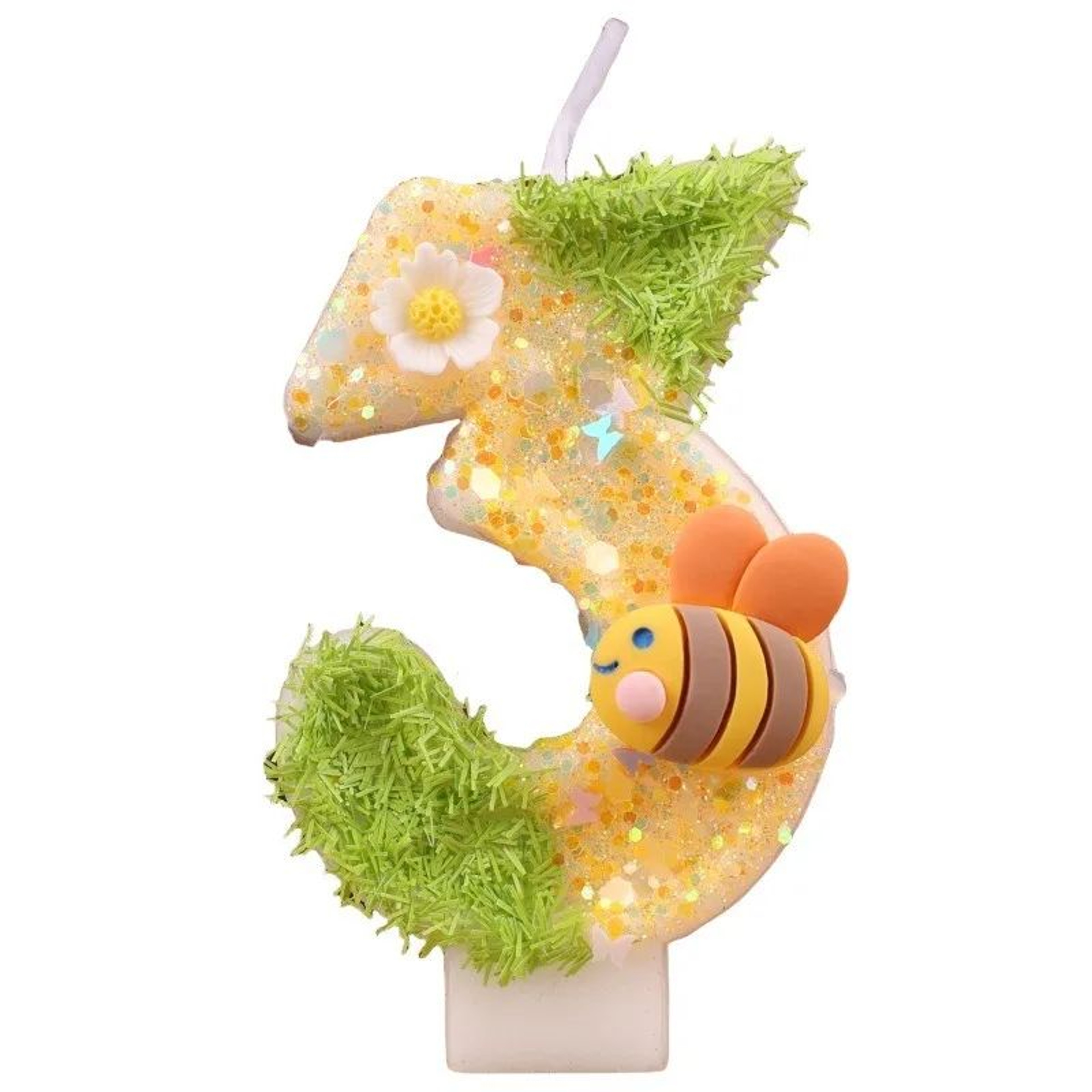 Bee Glitter Number Birthday Candle Cake Topper 0 To 9 5