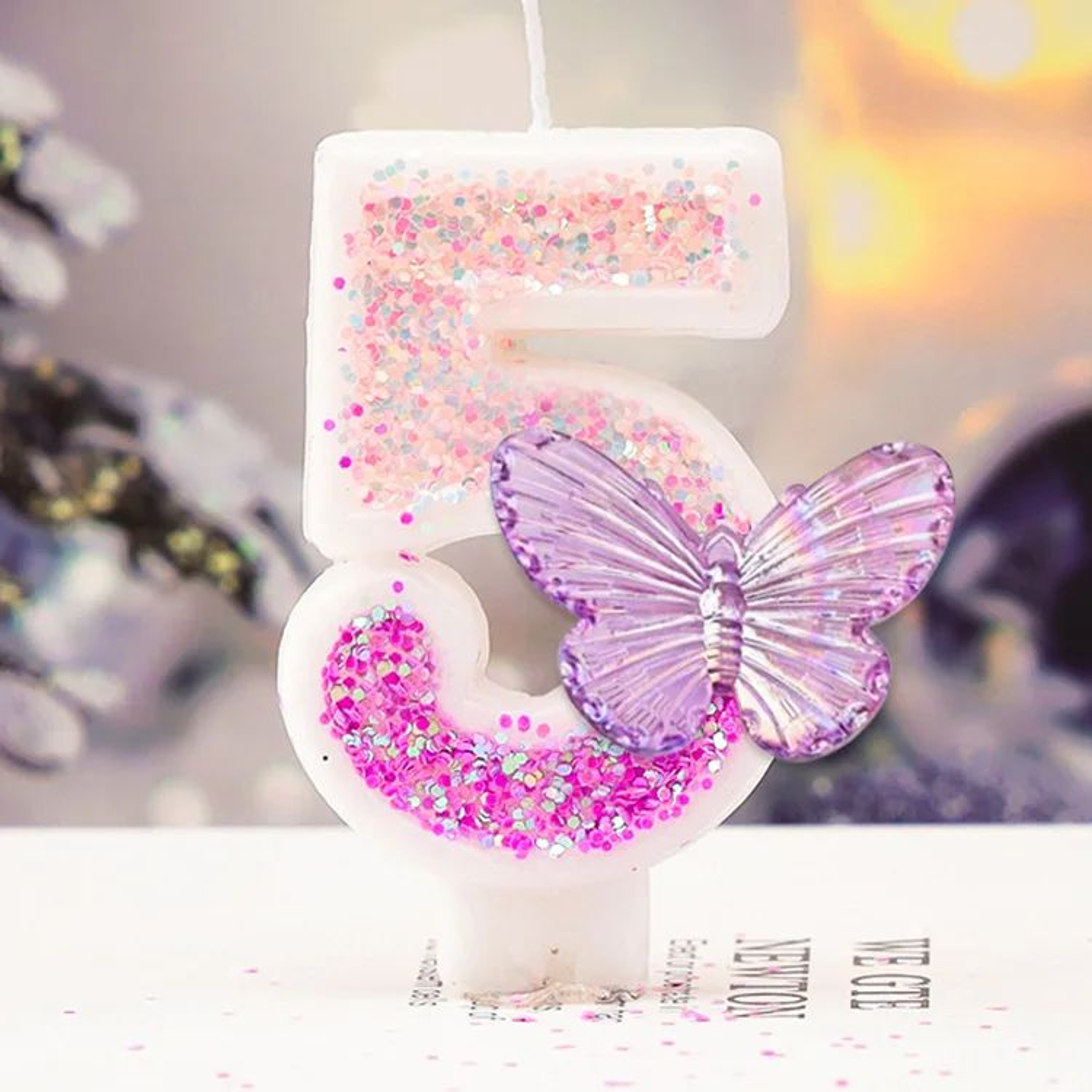 Purple Butterfly Number Birthday Candle For Princess Cake 0