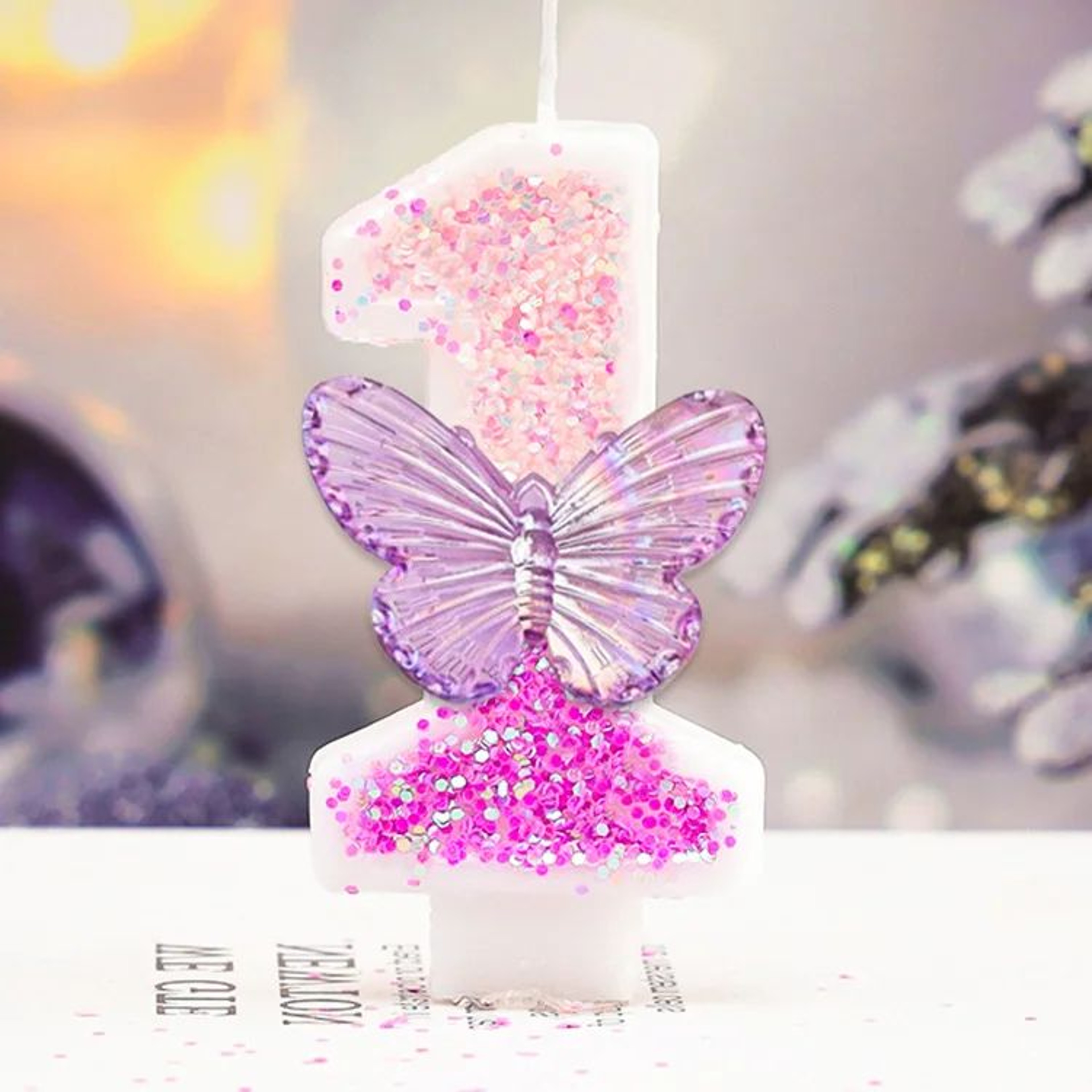 Purple Butterfly Number Birthday Candle For Princess Cake 7