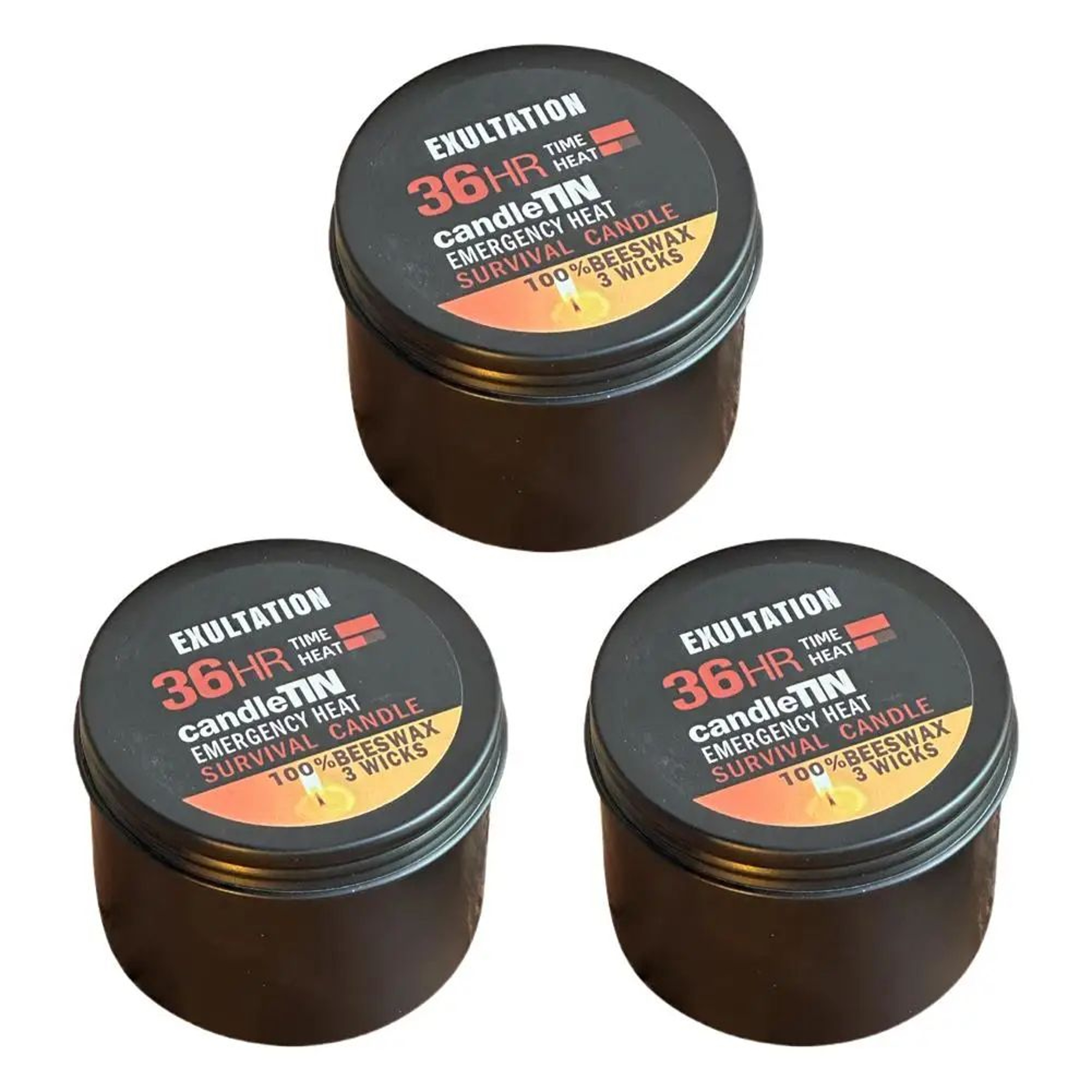 36 Hour Beeswax Emergency Survival Candle With 3 Wicks 8