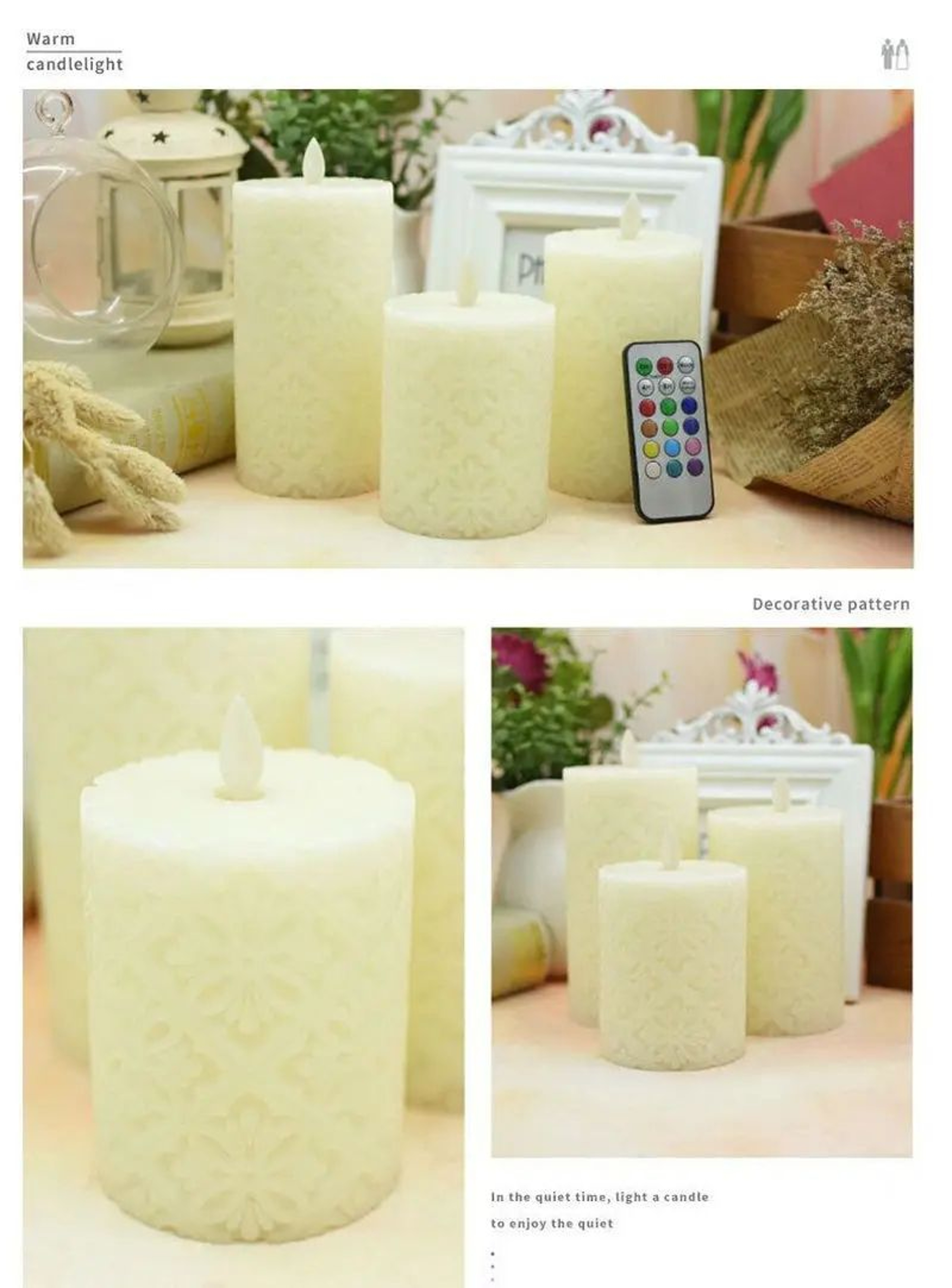 Color Changing Flameless LED Pillar Candles With Remote Control 2