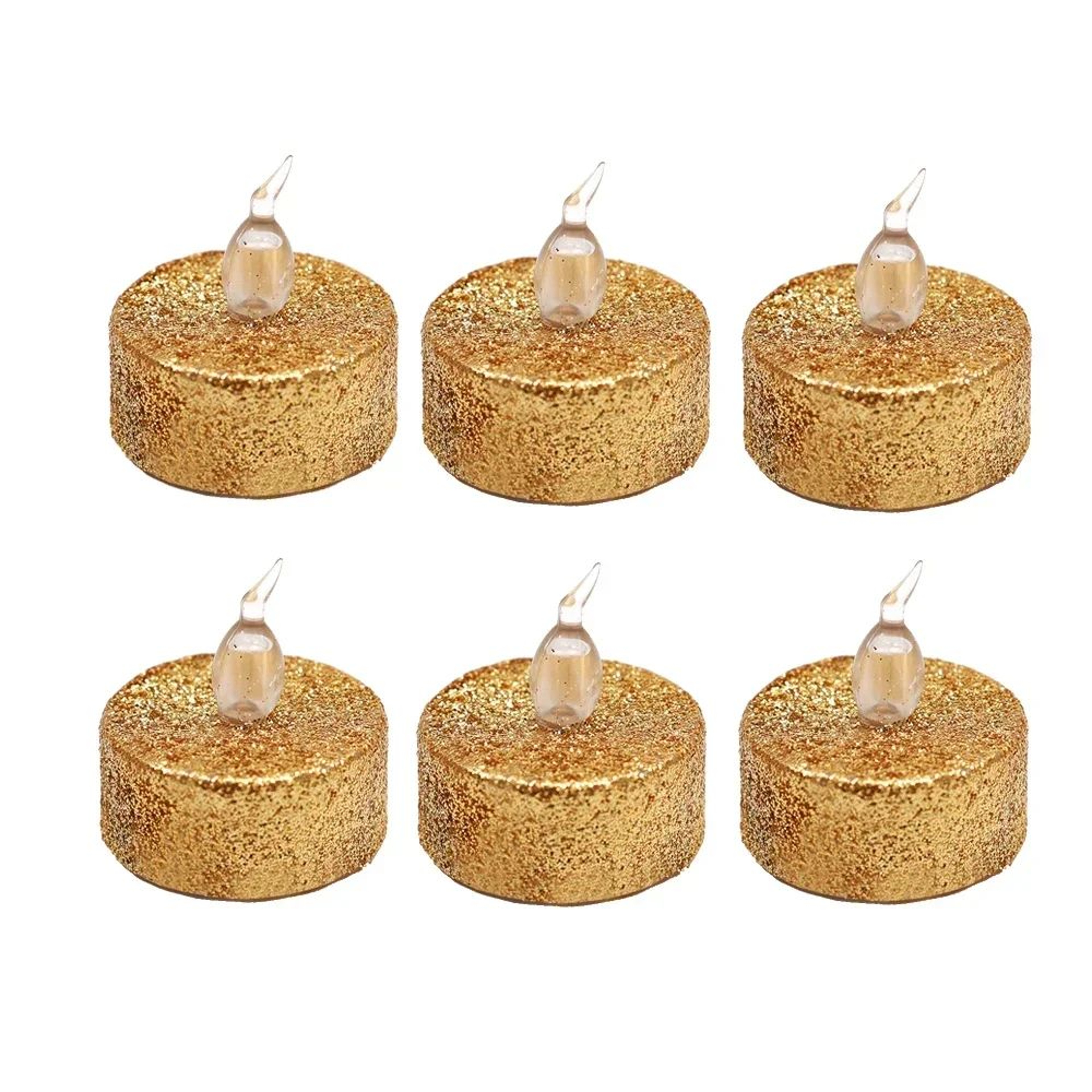 Gold Glitter Flameless LED Tealight Candles For Party And Wedding Decor 6