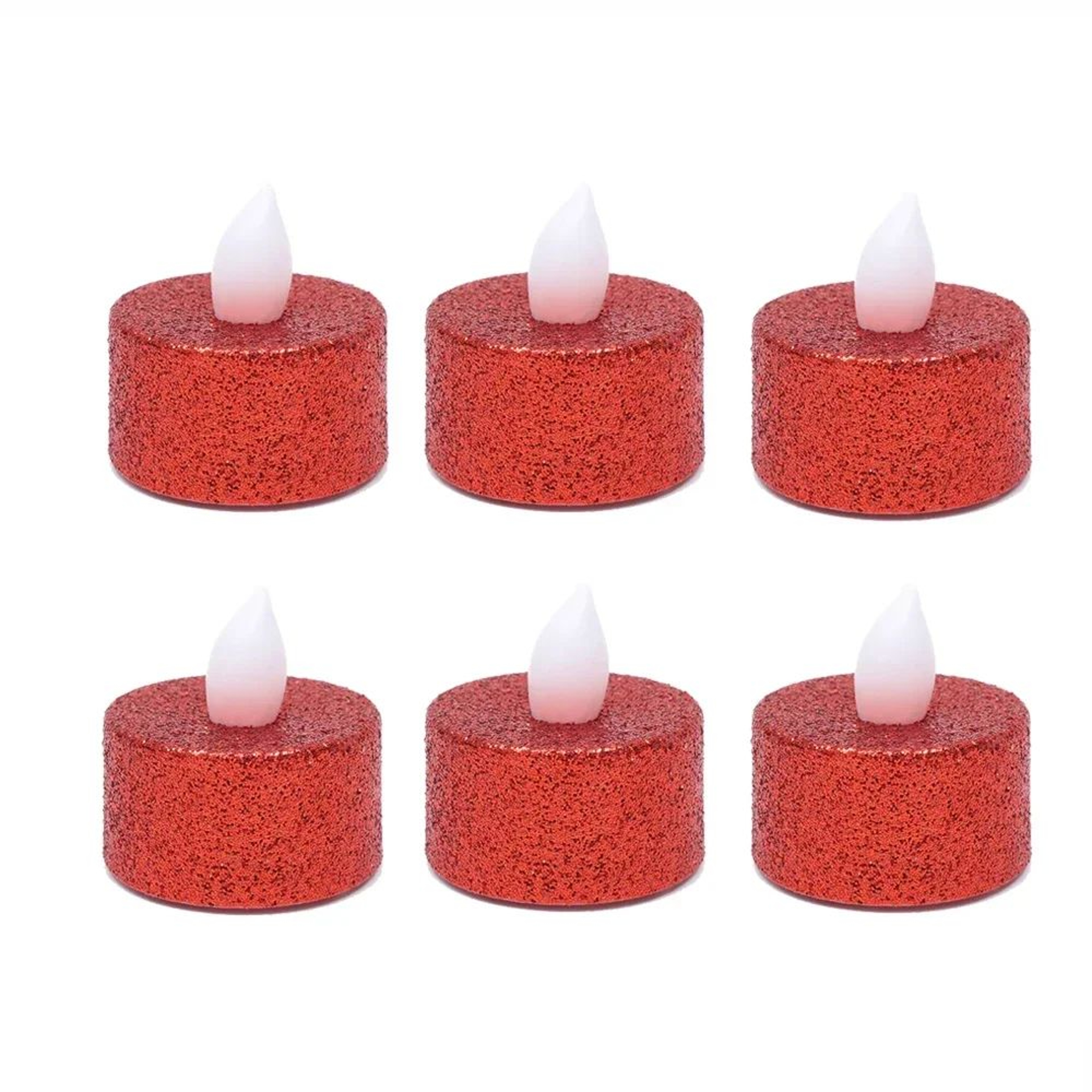 Gold Glitter Flameless LED Tealight Candles For Party And Wedding Decor 8