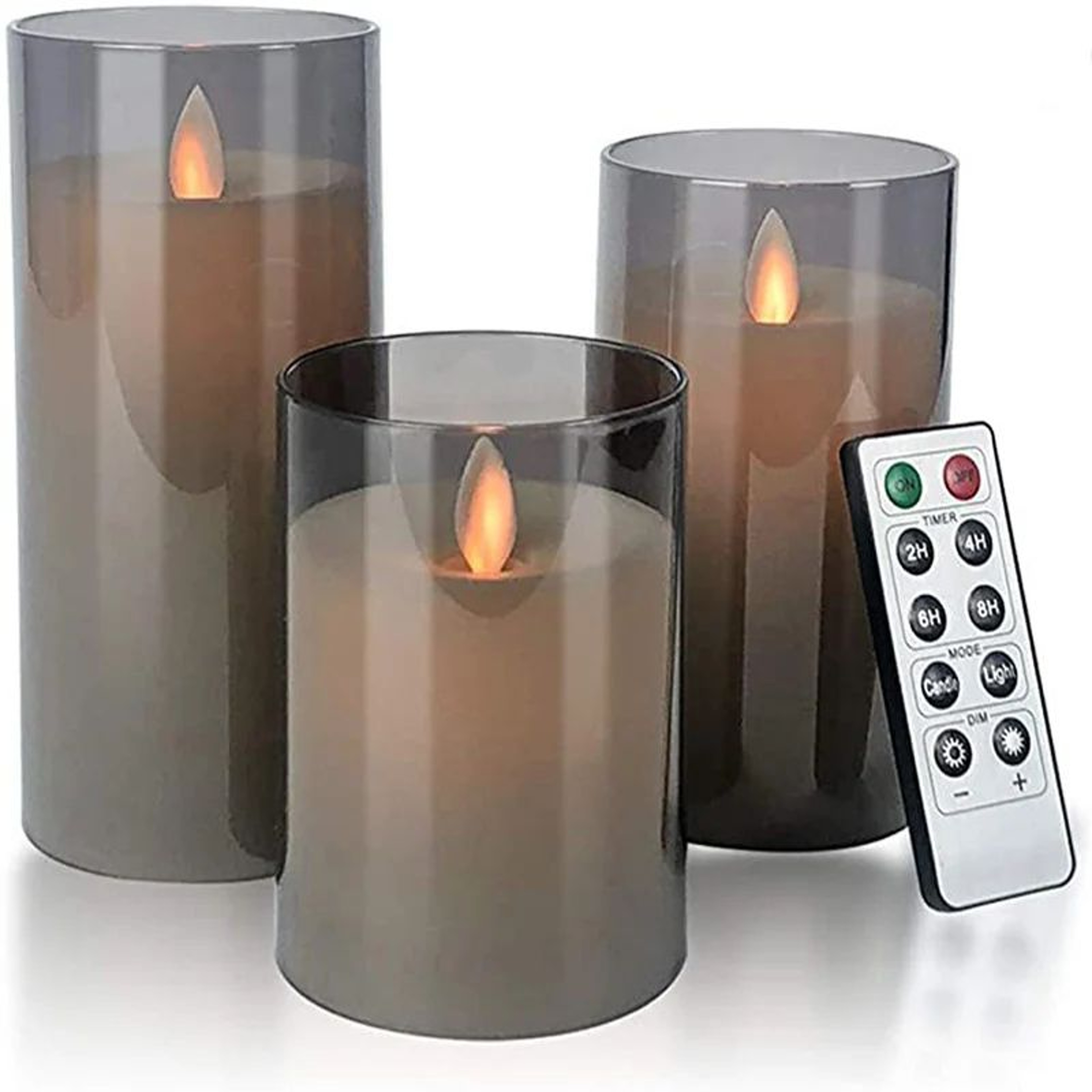 LED Glass Flameless Candle Set With Remote Control And Timer 4