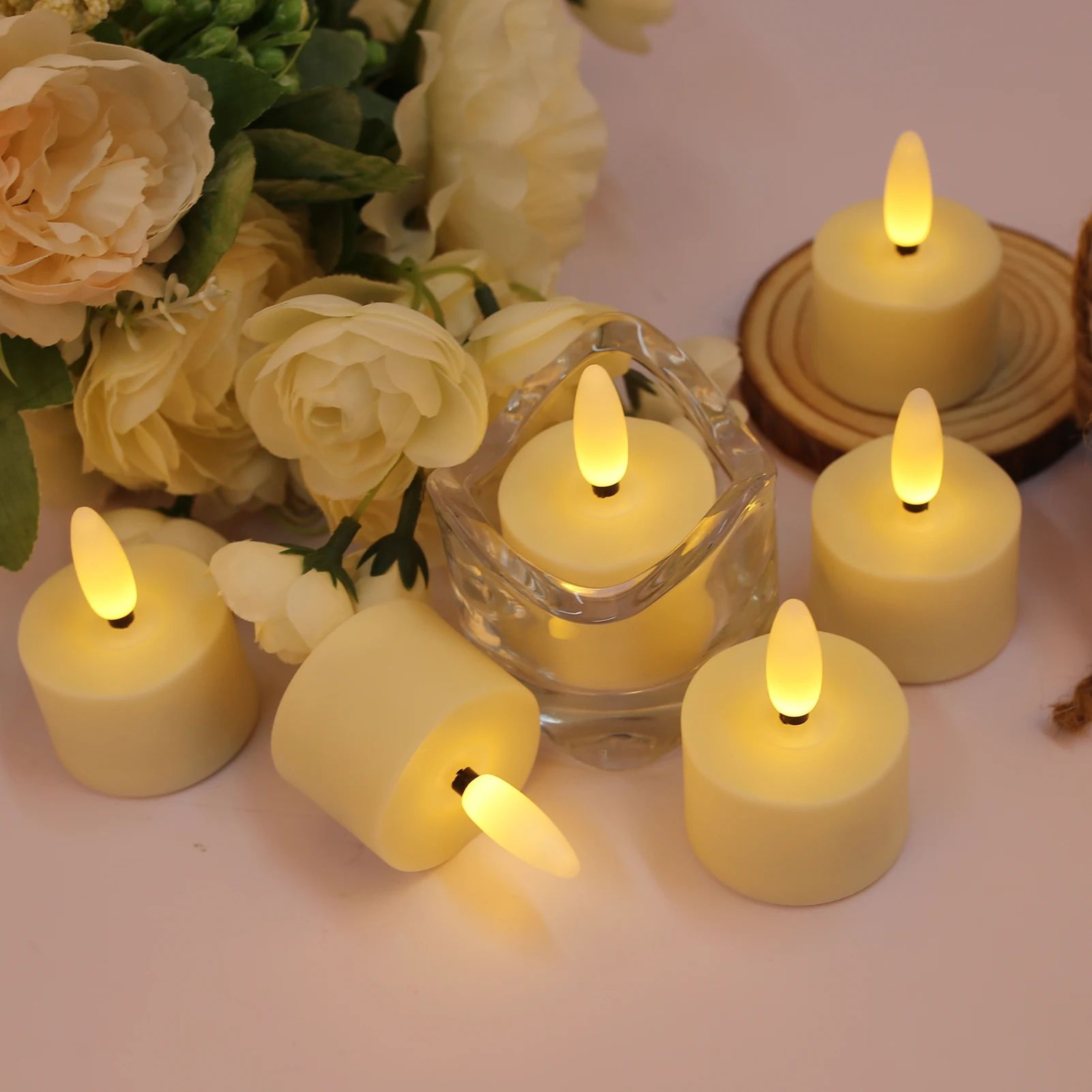 Rechargeable Flameless LED Tea Lights With Remote Control Set 5