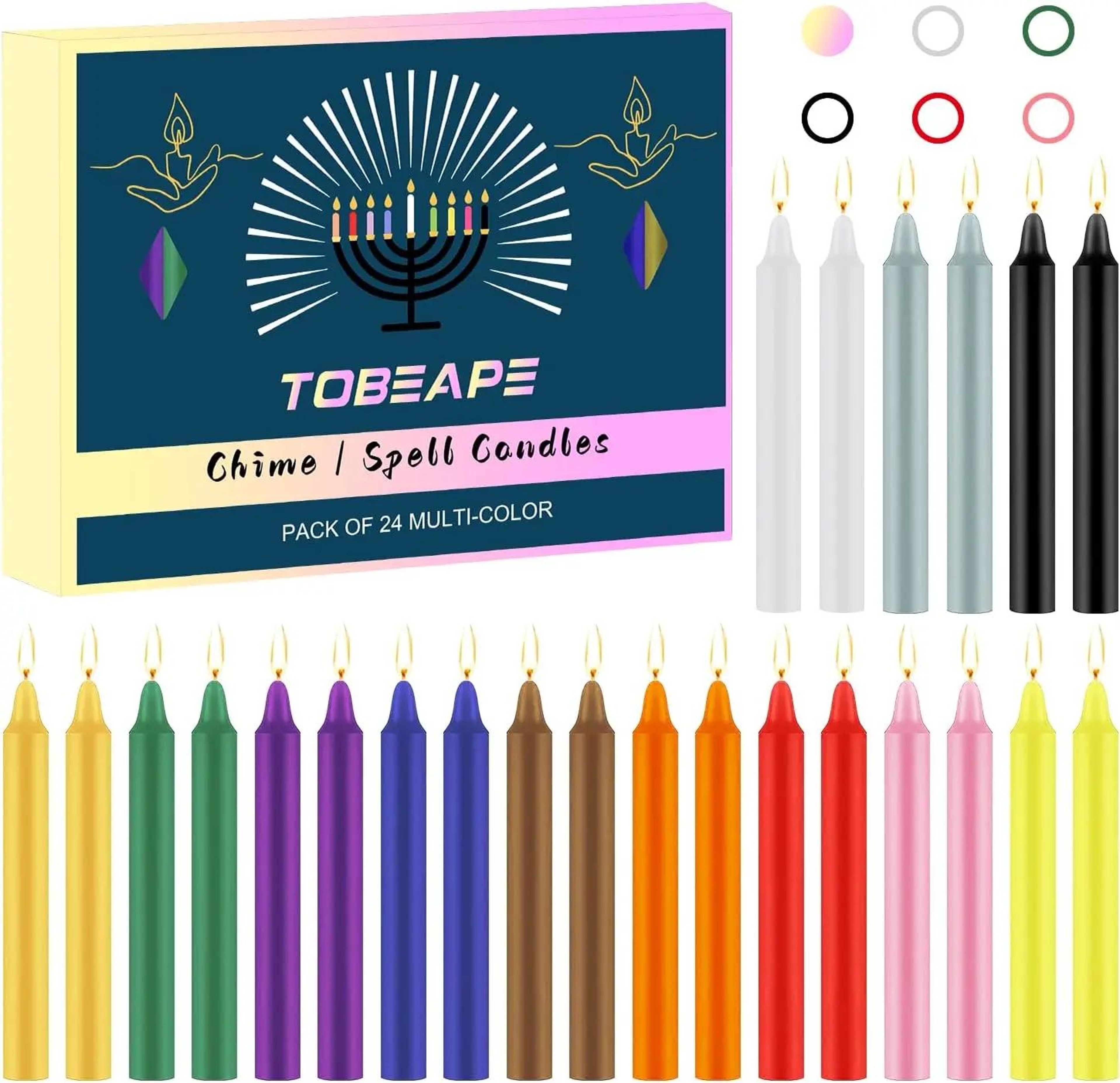 24 Piece Colored Drip Free Taper Dinner Candles 0
