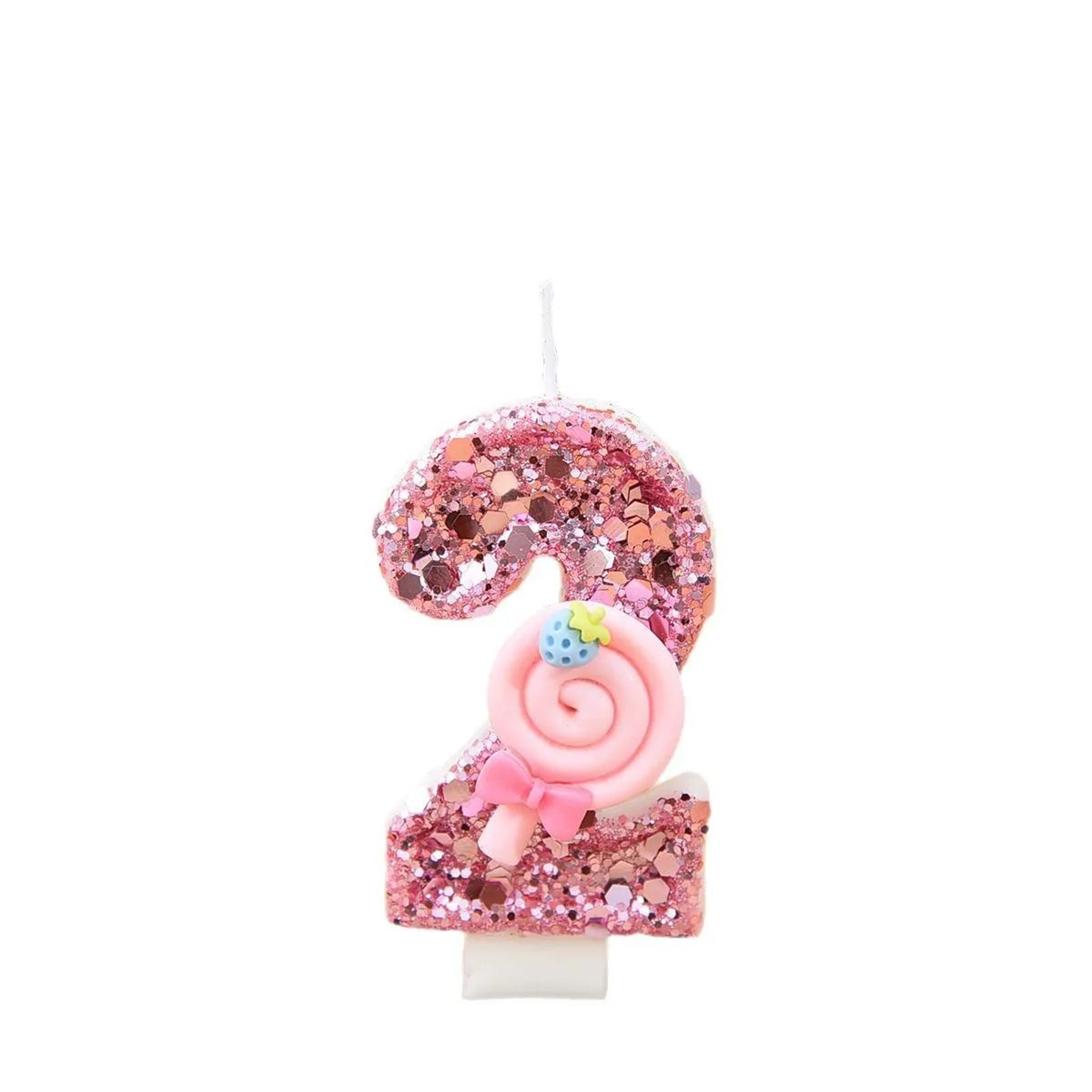 Pink Lollipop Number Birthday Candle Cake Topper 3
