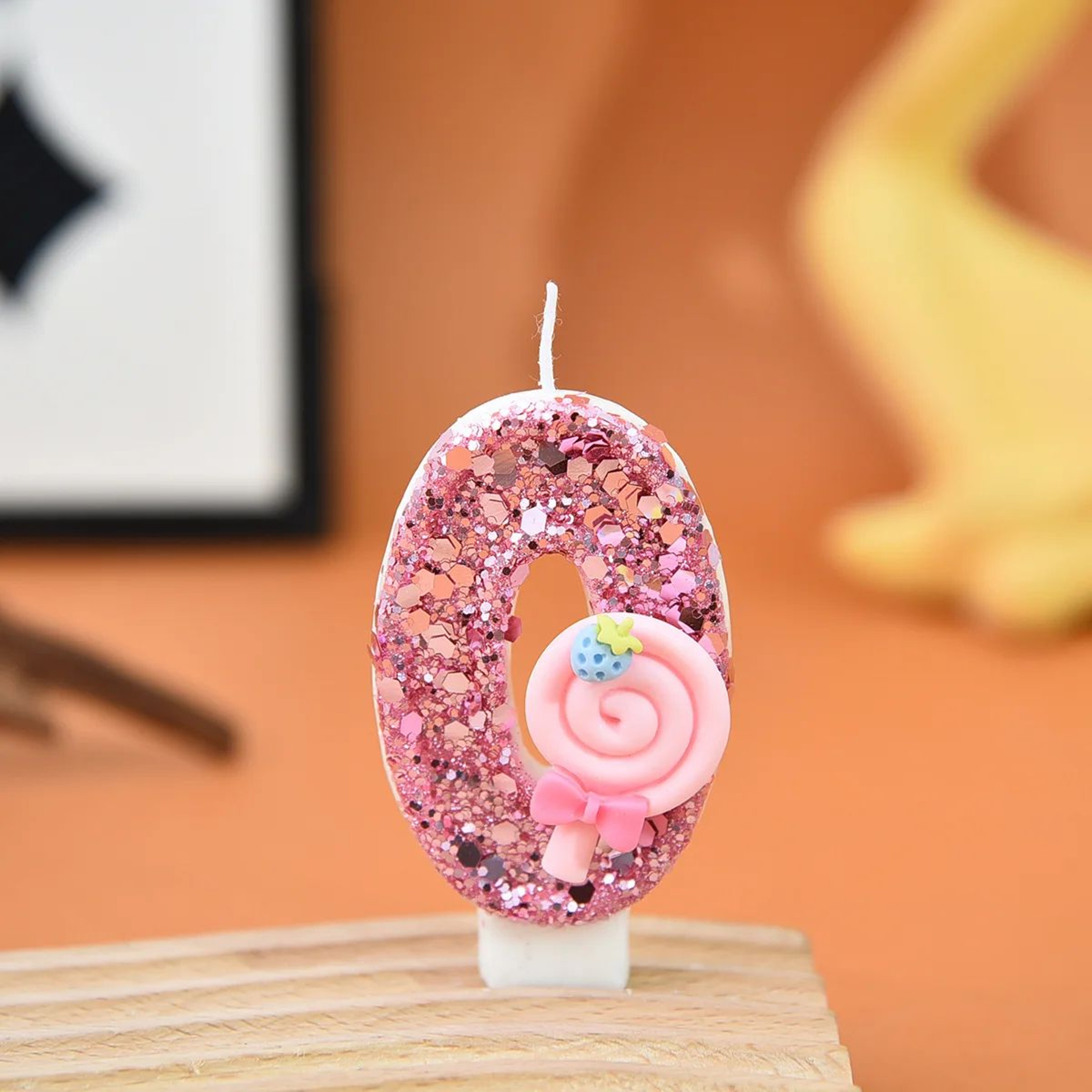 Pink Lollipop Number Birthday Candle Cake Topper 4