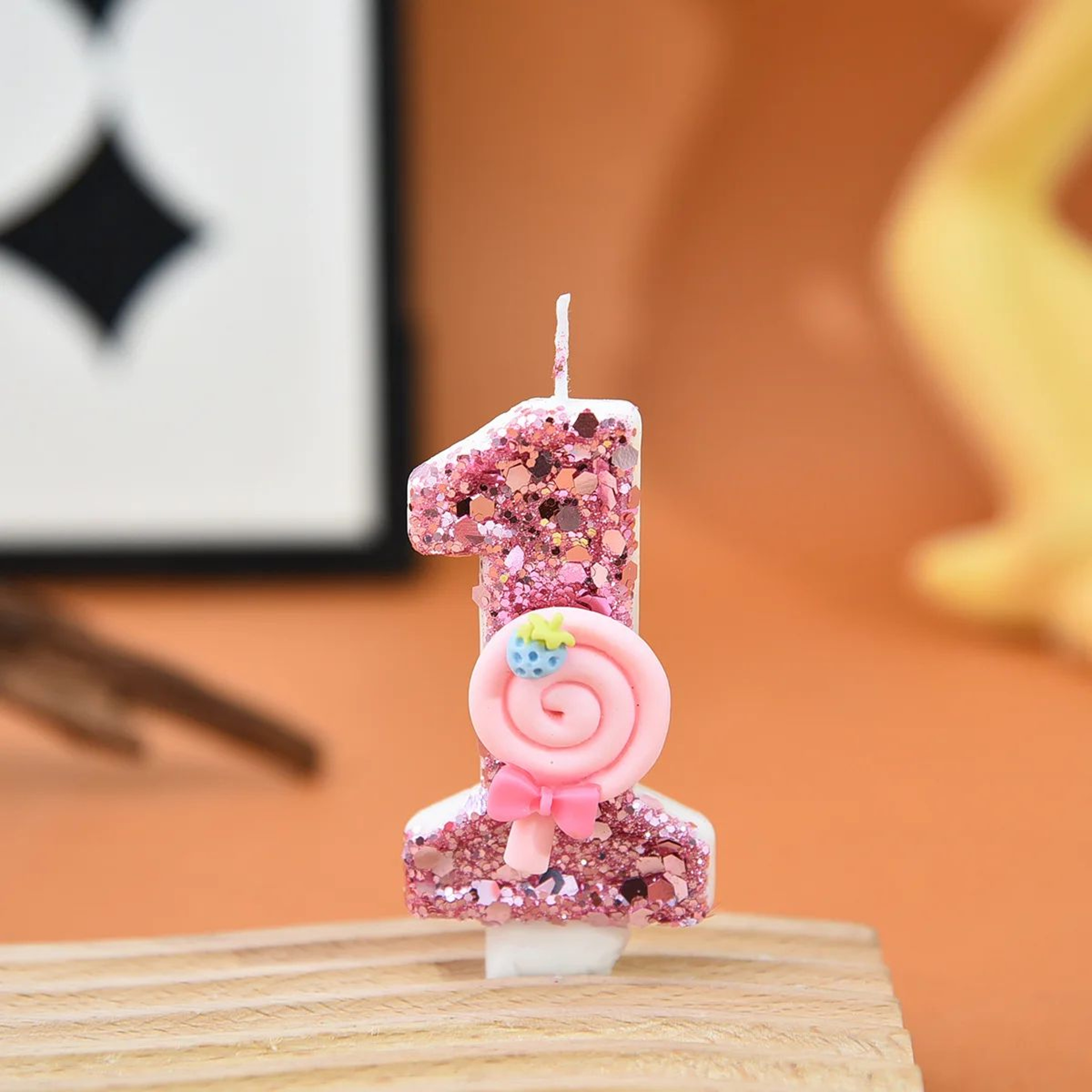 Pink Lollipop Number Birthday Candle Cake Topper 5