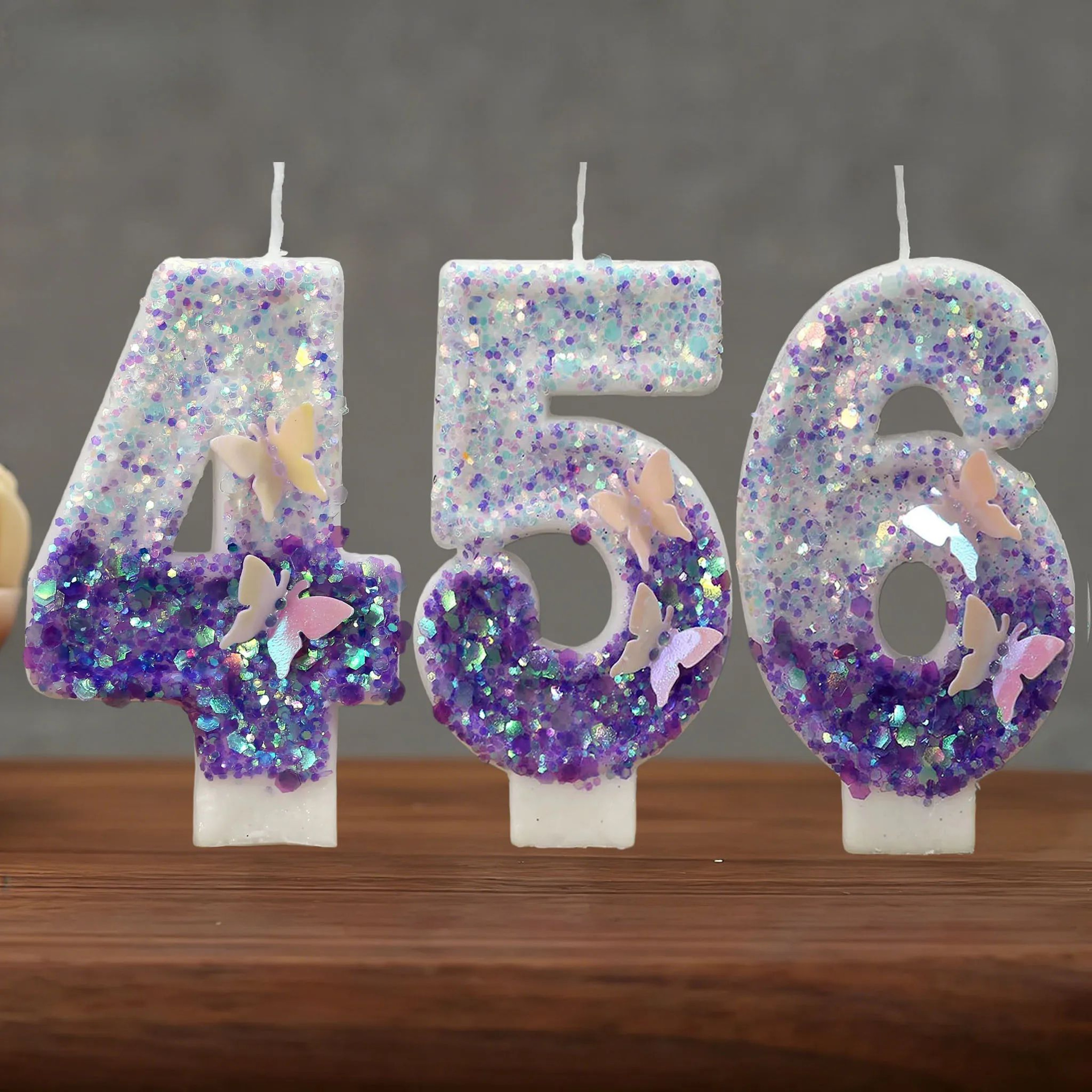 Pink Butterfly Number Birthday Candle Cake Topper 2