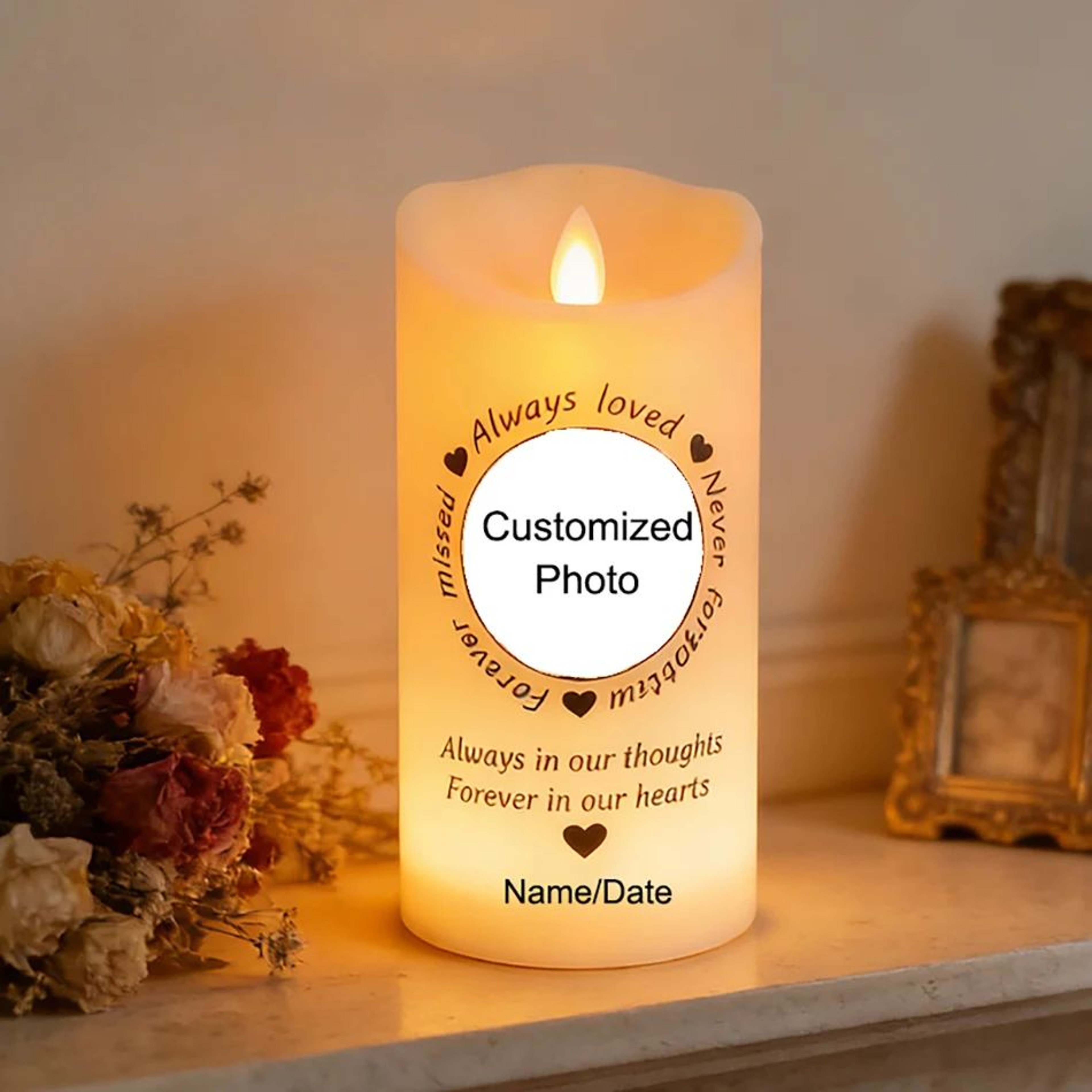 Personalized Memorial Flameless LED Candle With Photo 0