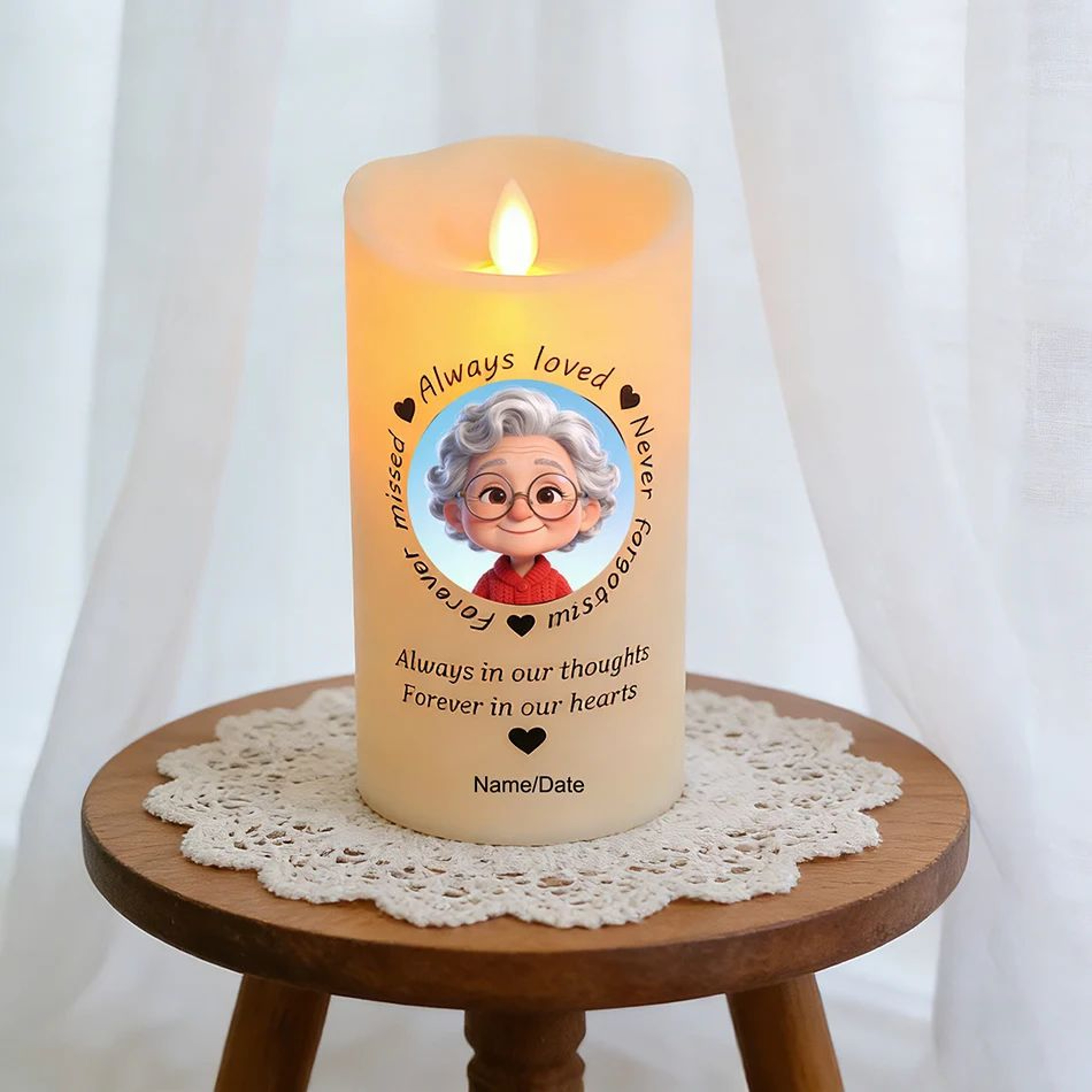 Personalized Memorial Flameless LED Candle With Photo 1