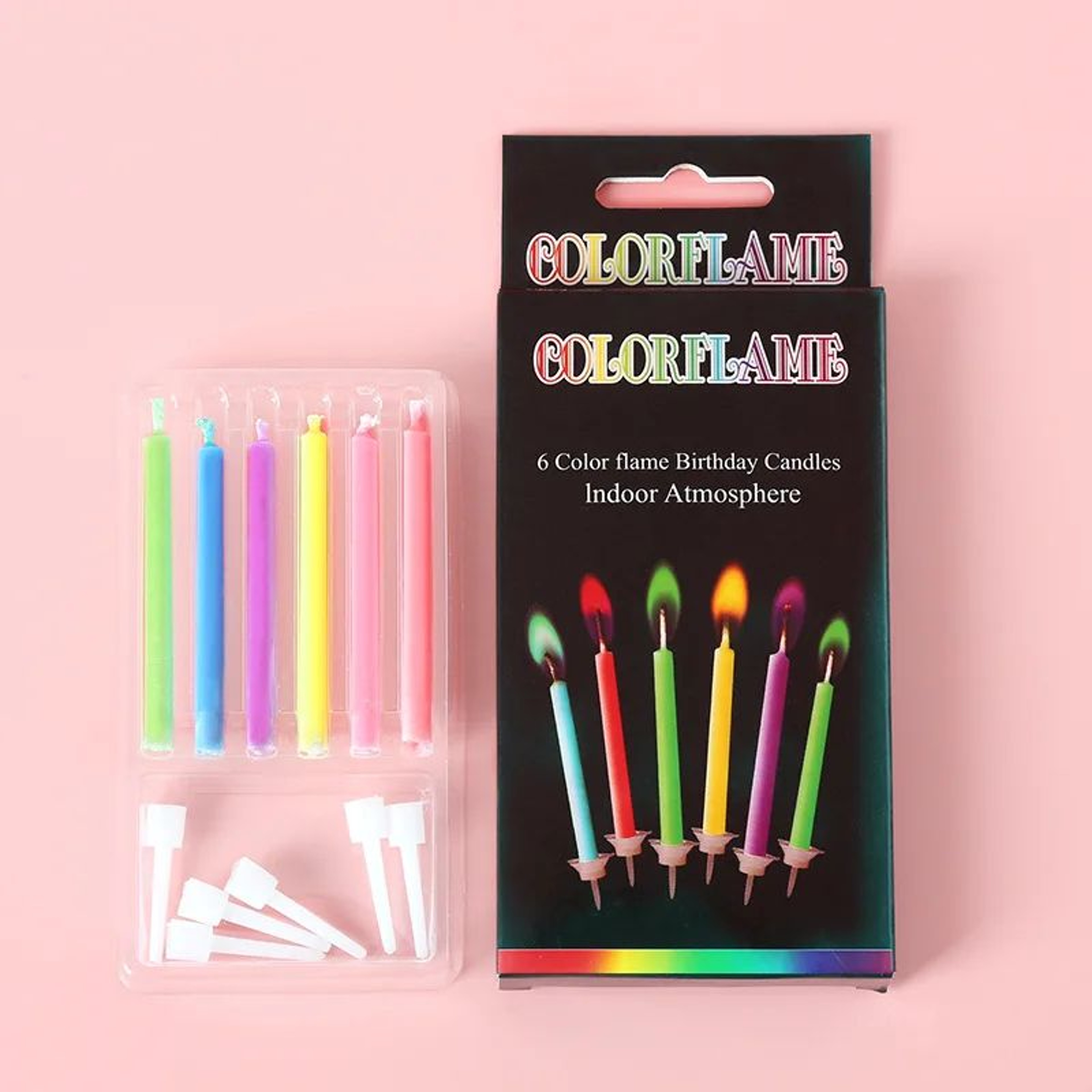 Colorful Flame Birthday Candles Party Celebration Set 6