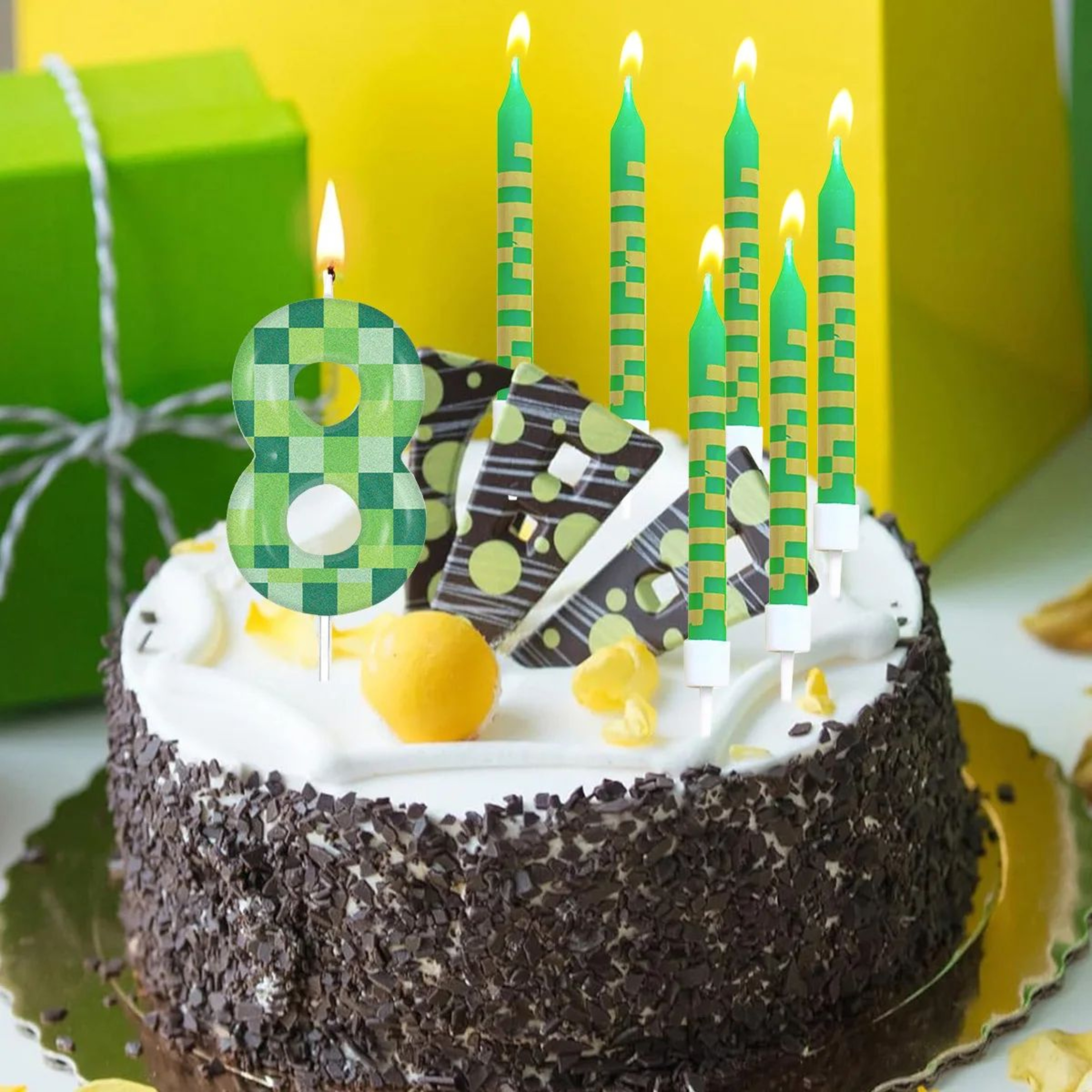 Pixel Theme Number Birthday Candles Set For Cake Decoration 3