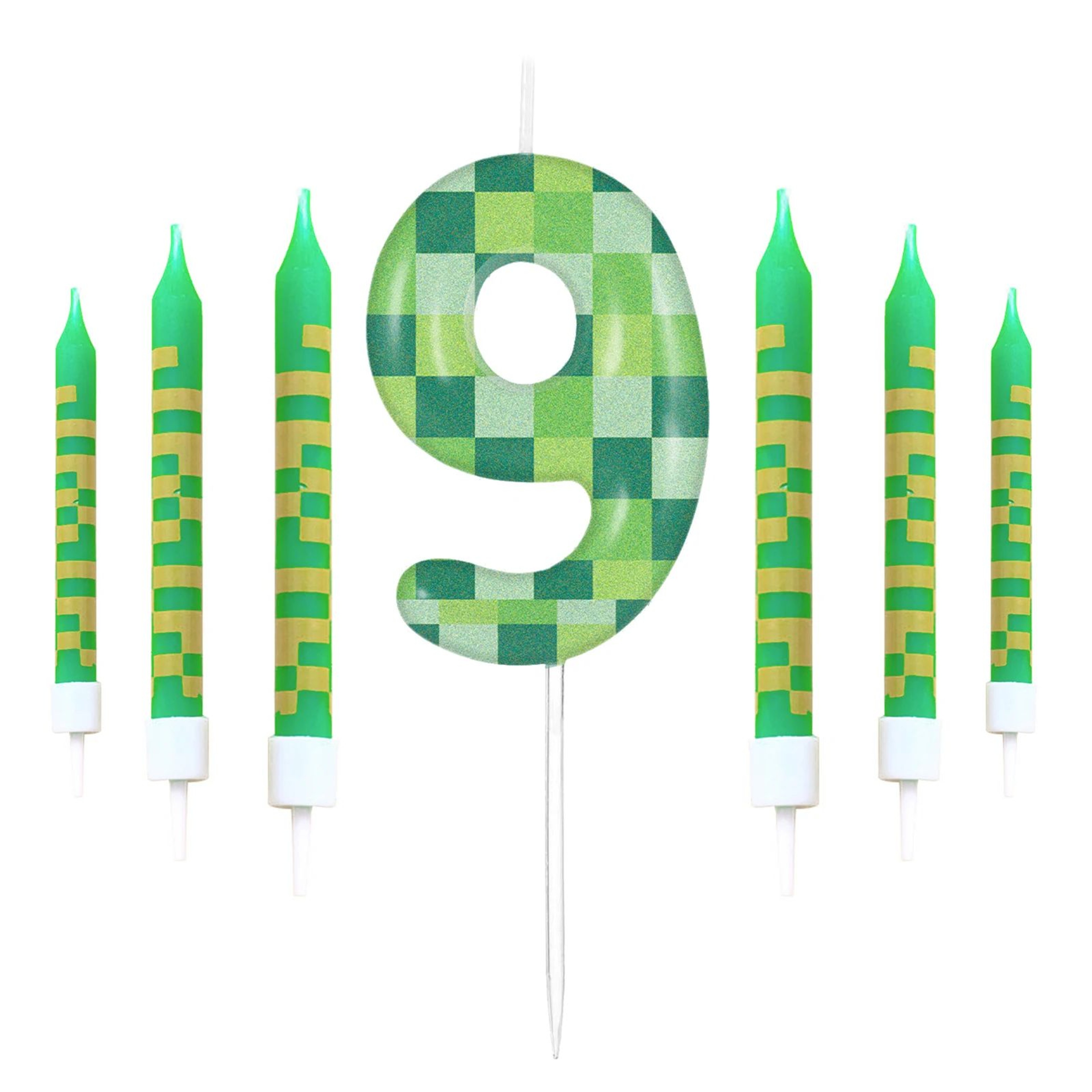 Pixel Theme Number Birthday Candles Set For Cake Decoration 15