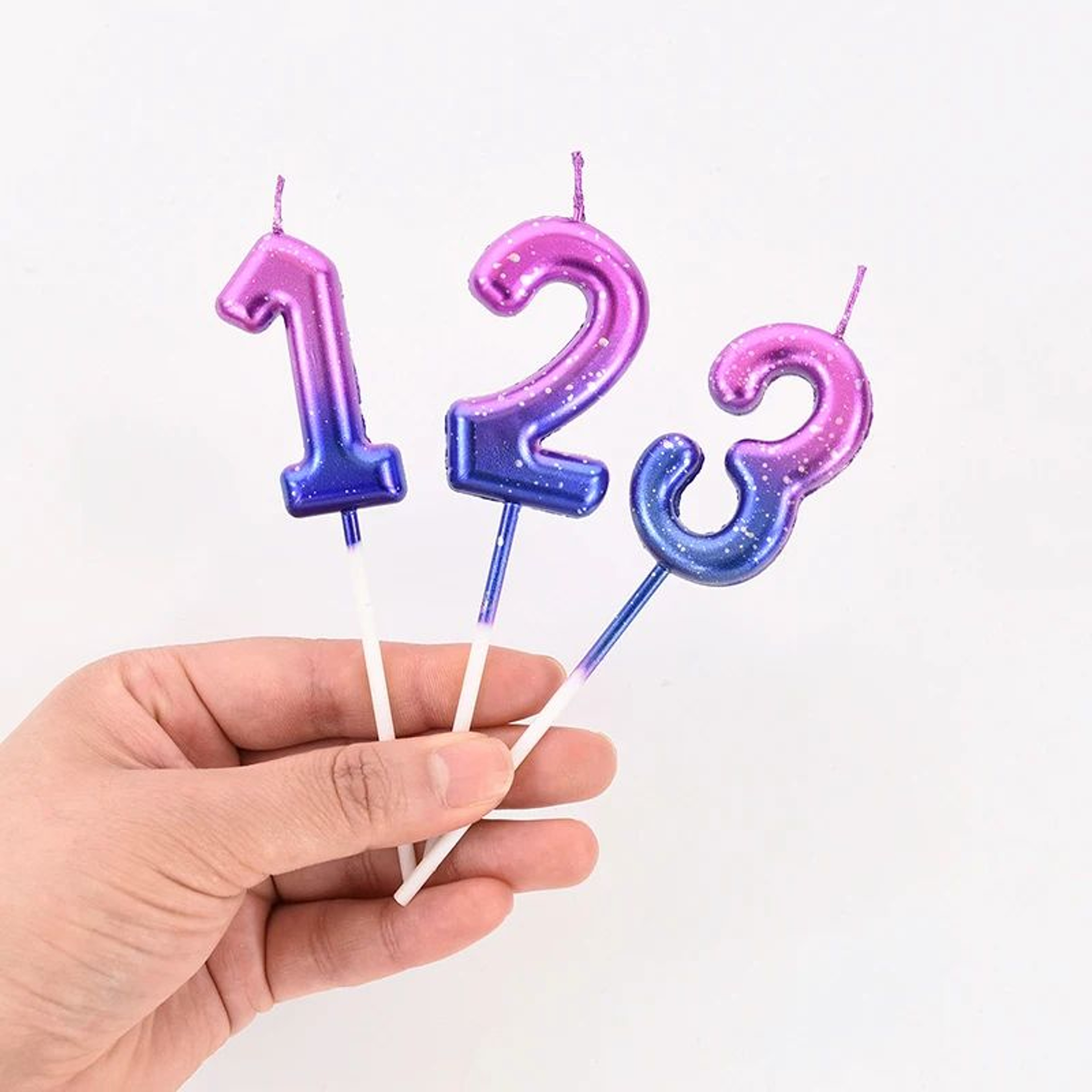 Gradient Glitter Number Birthday Candle Cake Topper 1