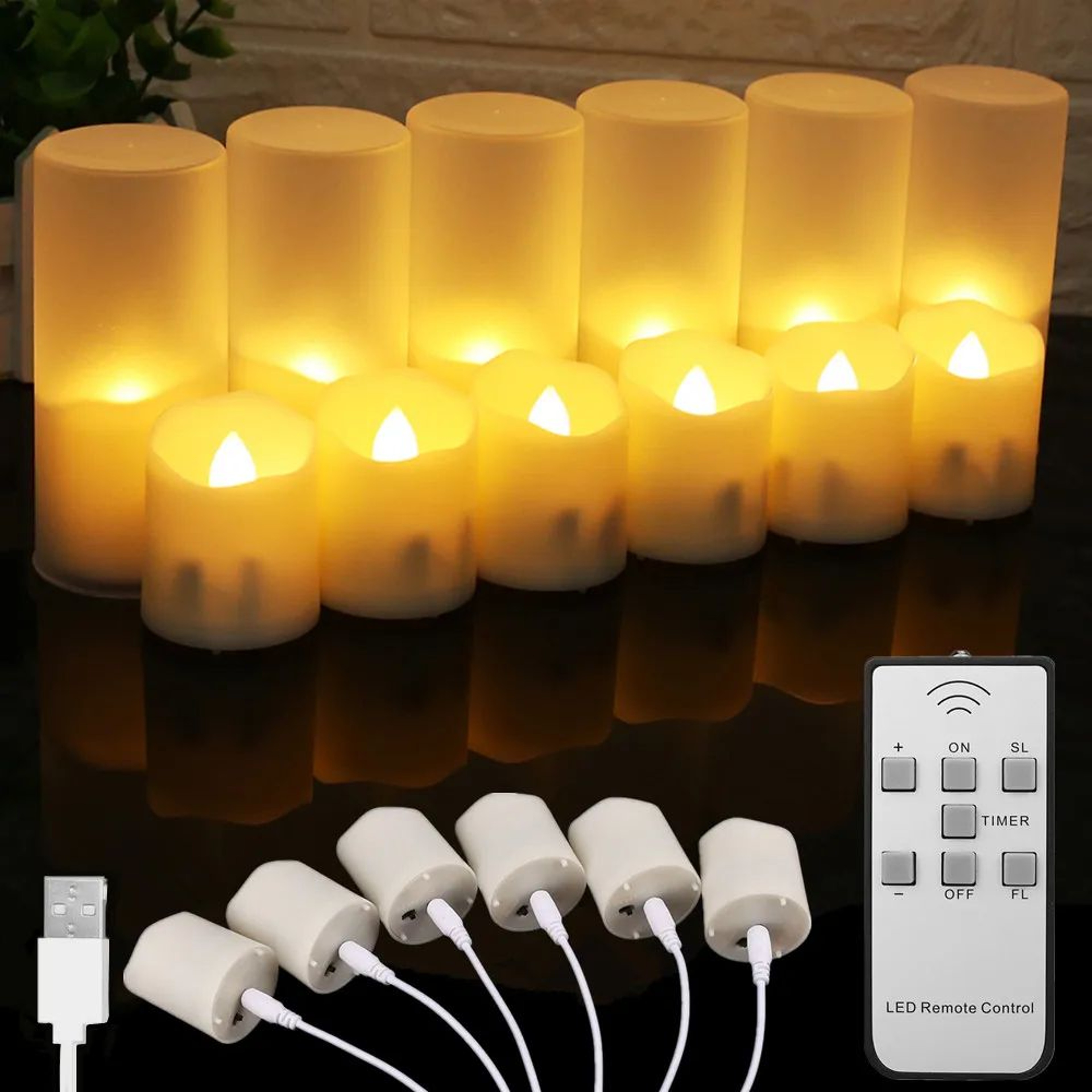 Rechargeable LED Flameless Candles With Remote And Timer 8
