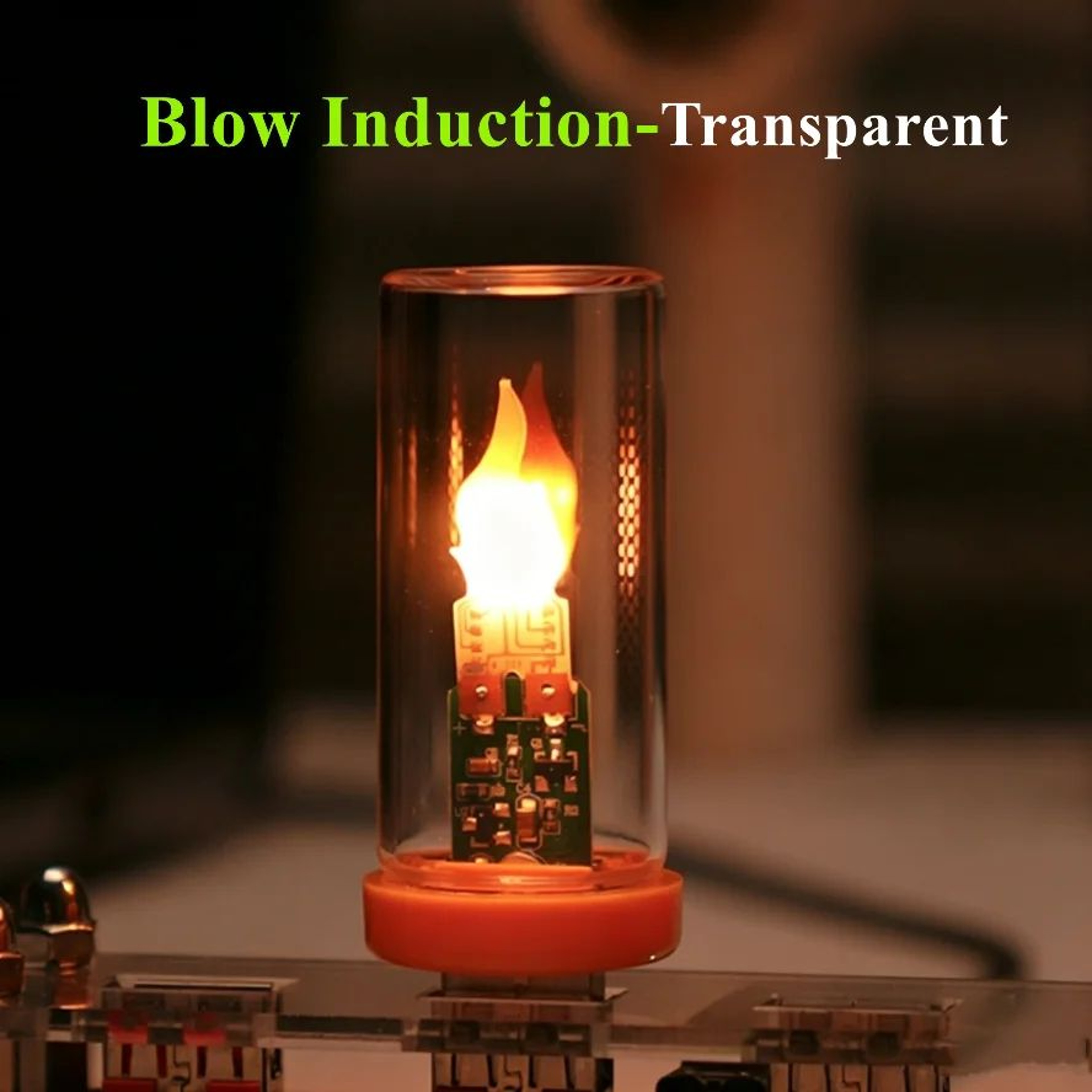 USB LED Flame Glass Night Light With Blow Control 9