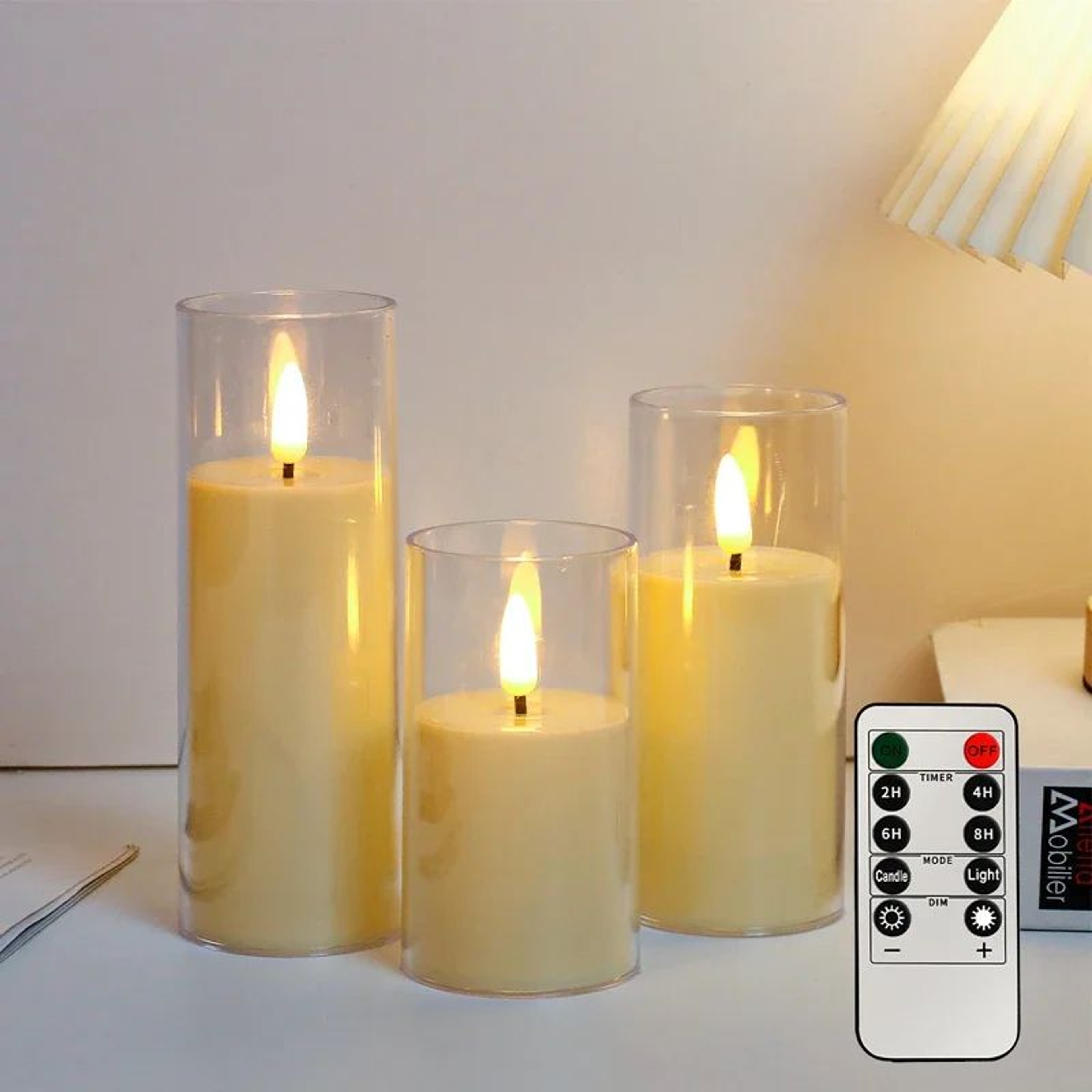 Clear Acrylic Flameless LED Candles With Remote Timer 8