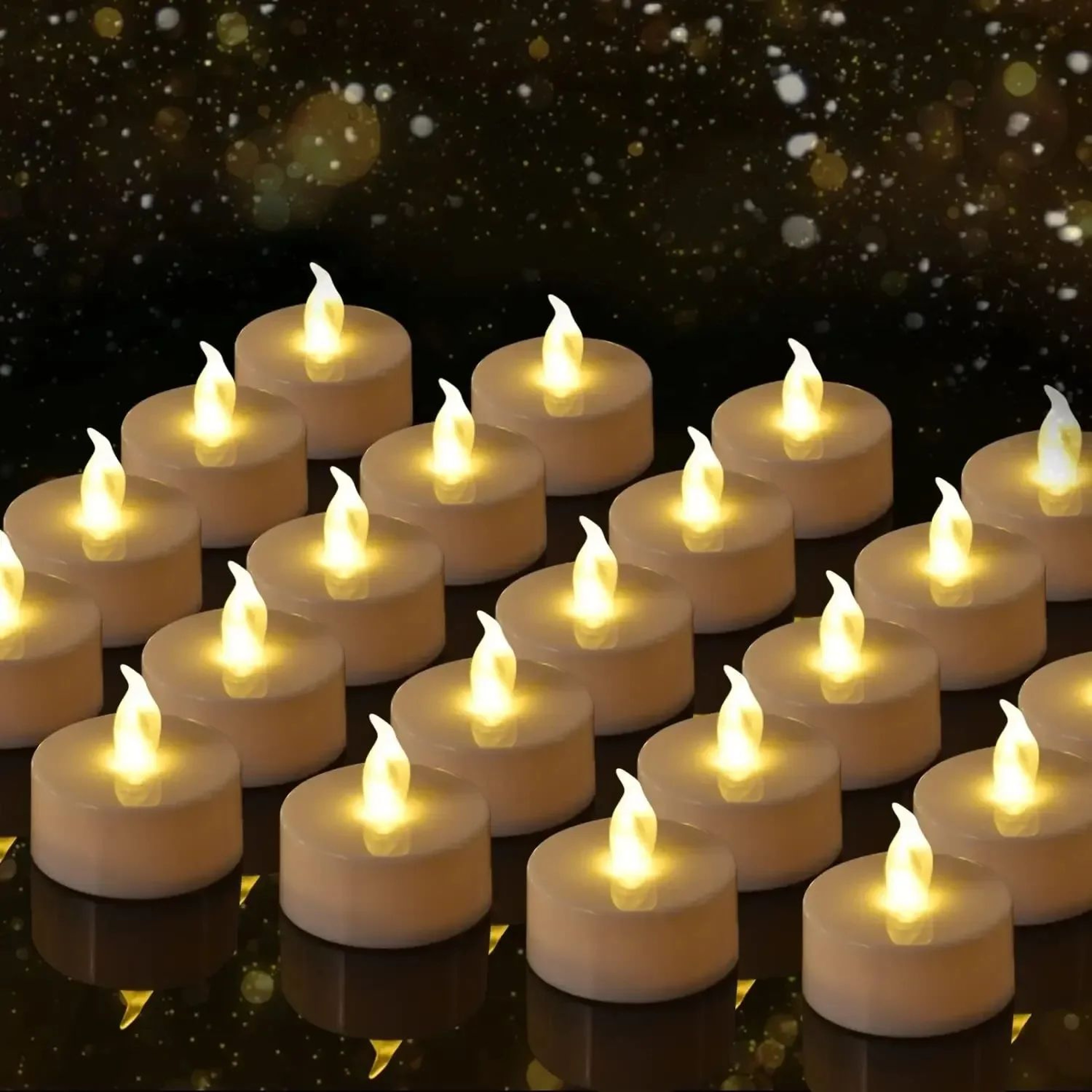 12 Pack Warm Yellow Flameless LED Tea Light Candles 0