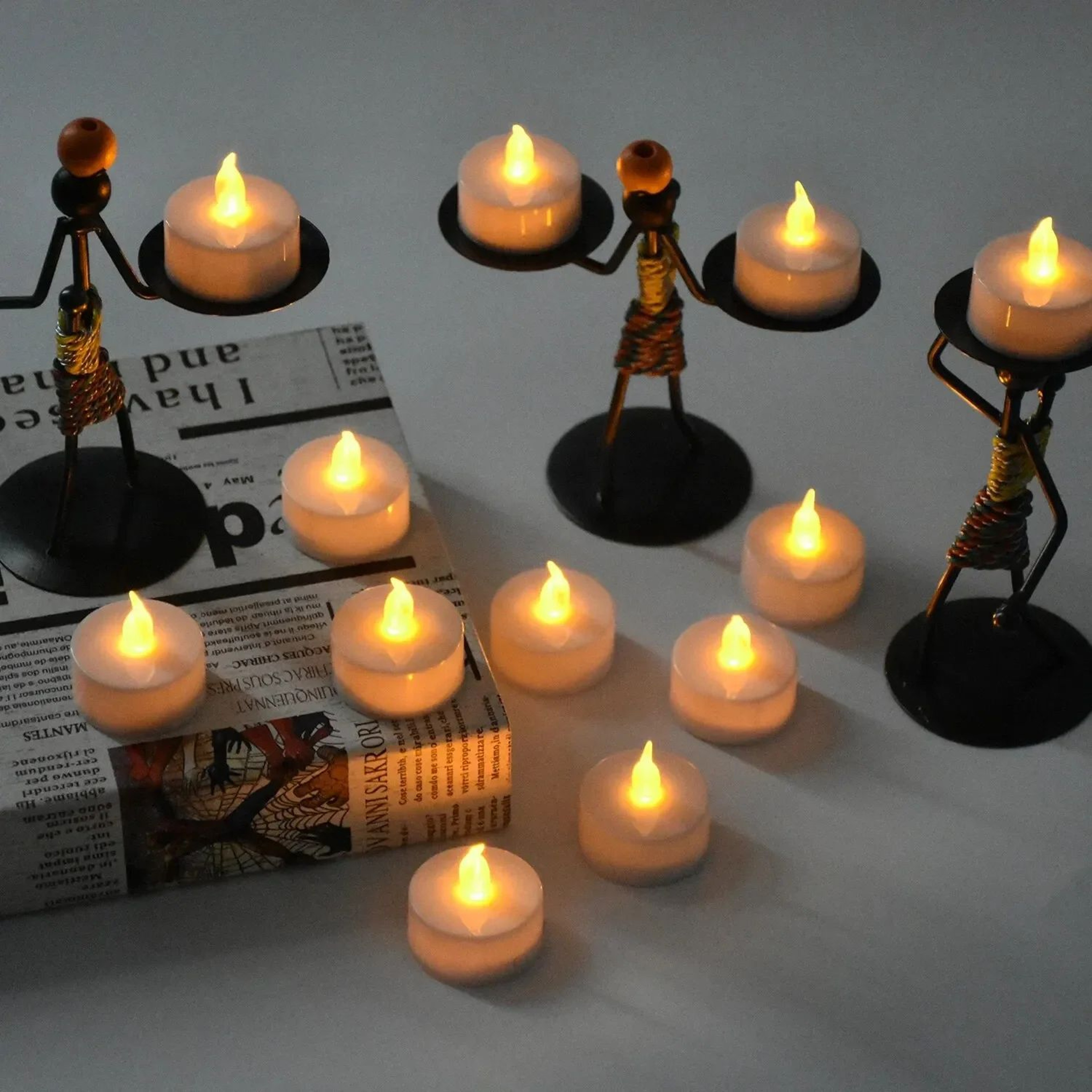 12 Pack Warm Yellow Flameless LED Tea Light Candles 3