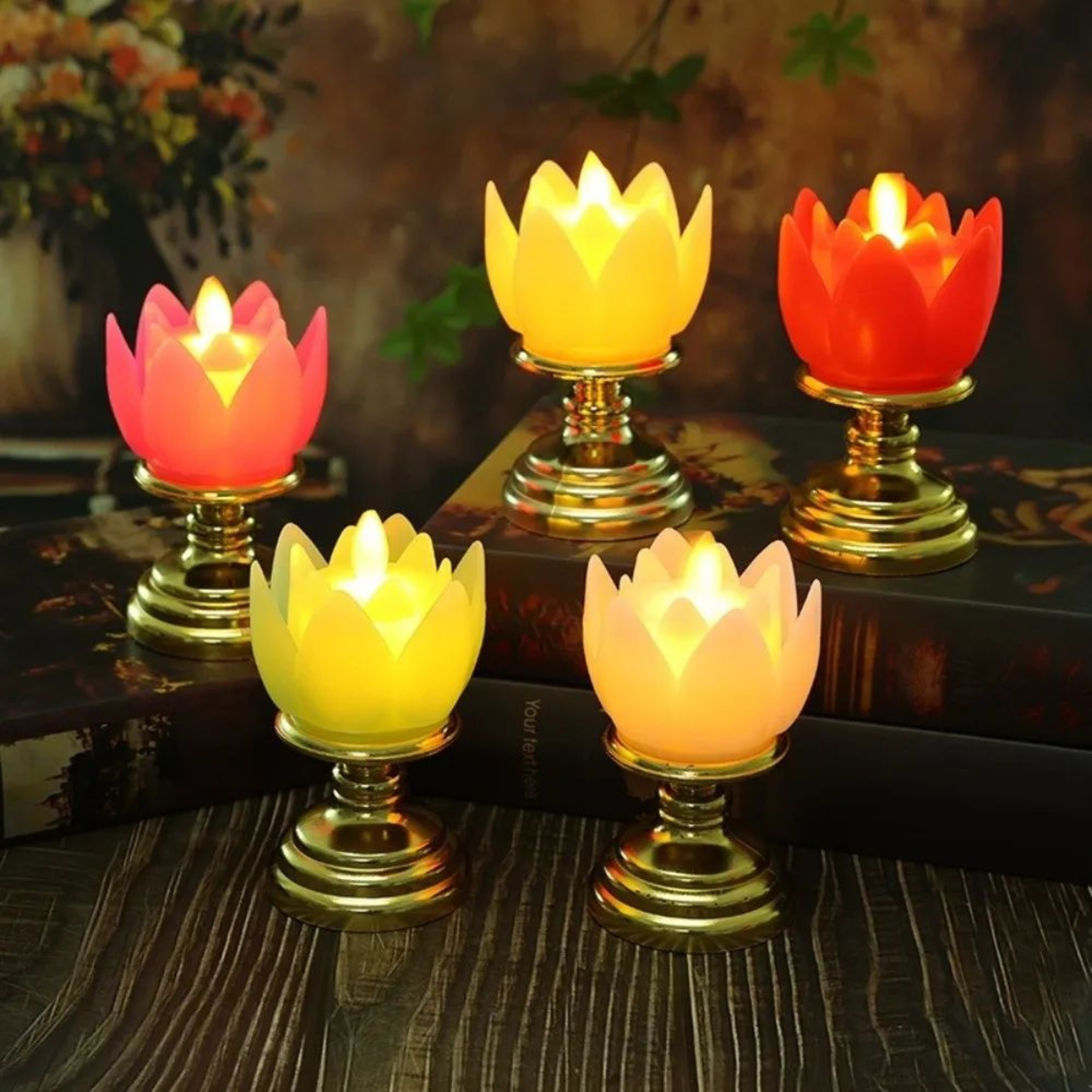 LED Lotus Prayer Candle Lamp Battery Operated 0