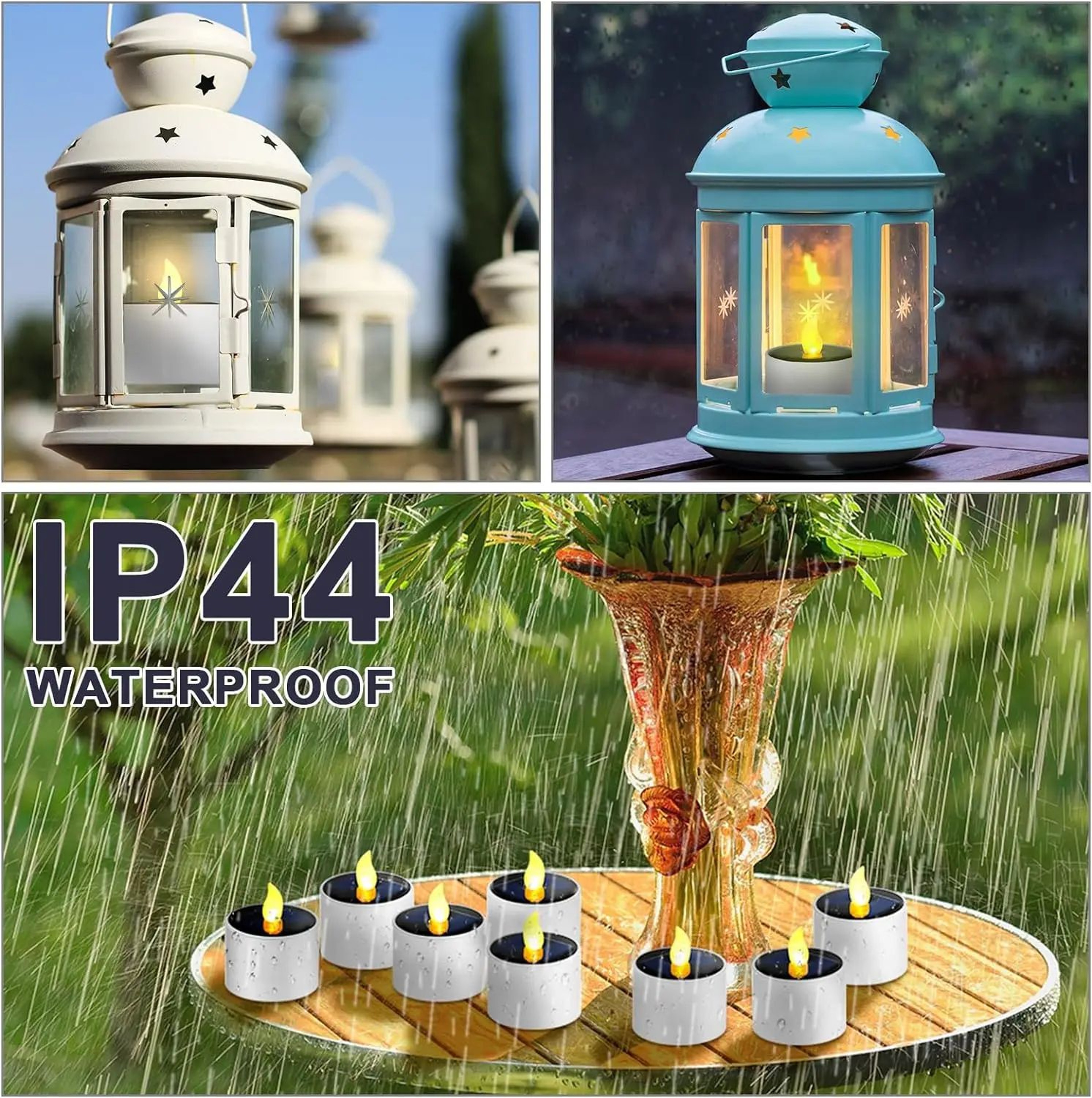 Solar Powered LED Tea Light Flickering Waterproof Decorative Candle 3