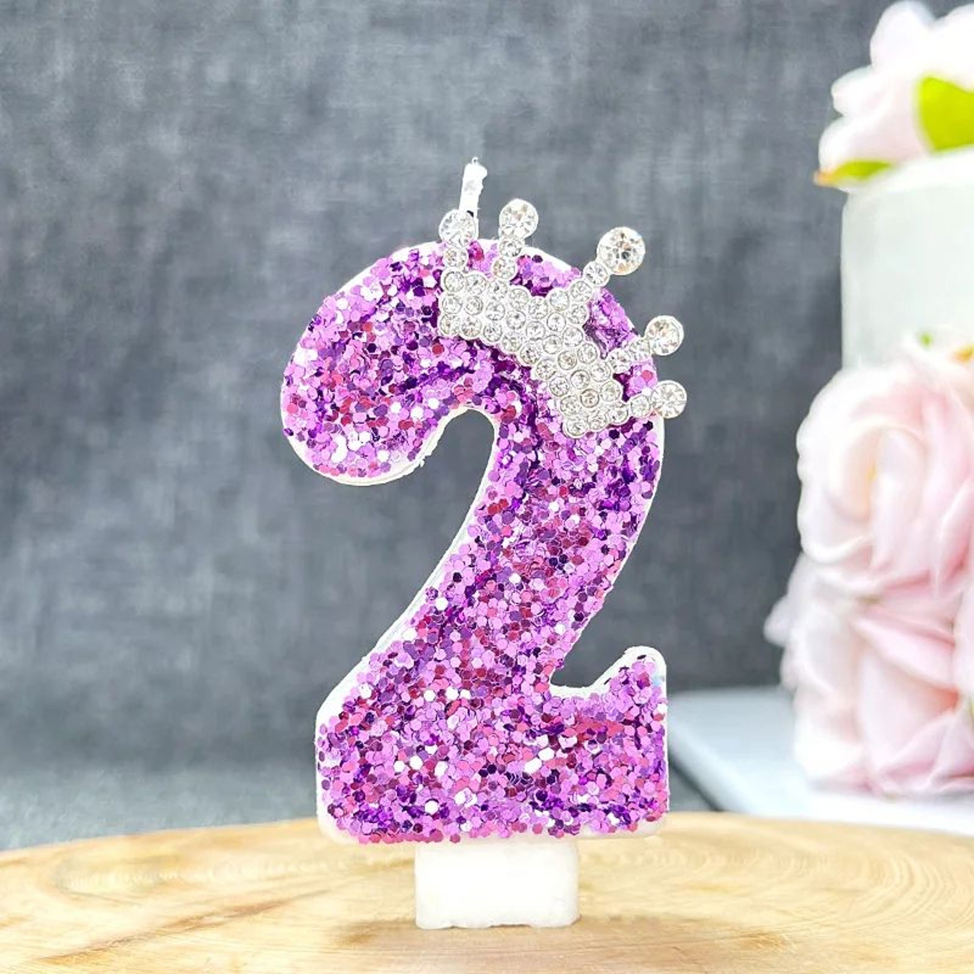 Purple Number Birthday Cake Candle 4