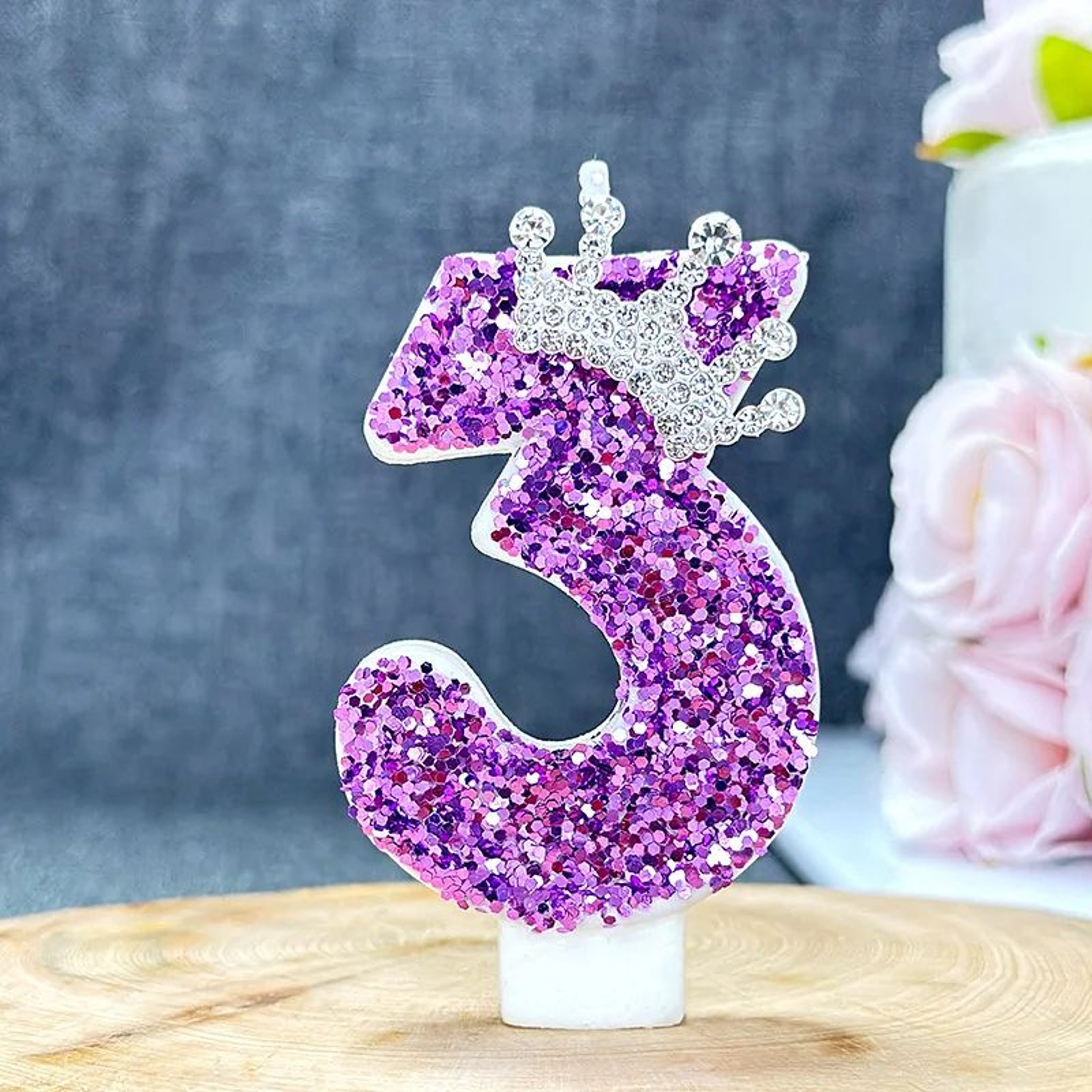 Purple Number Birthday Cake Candle 5