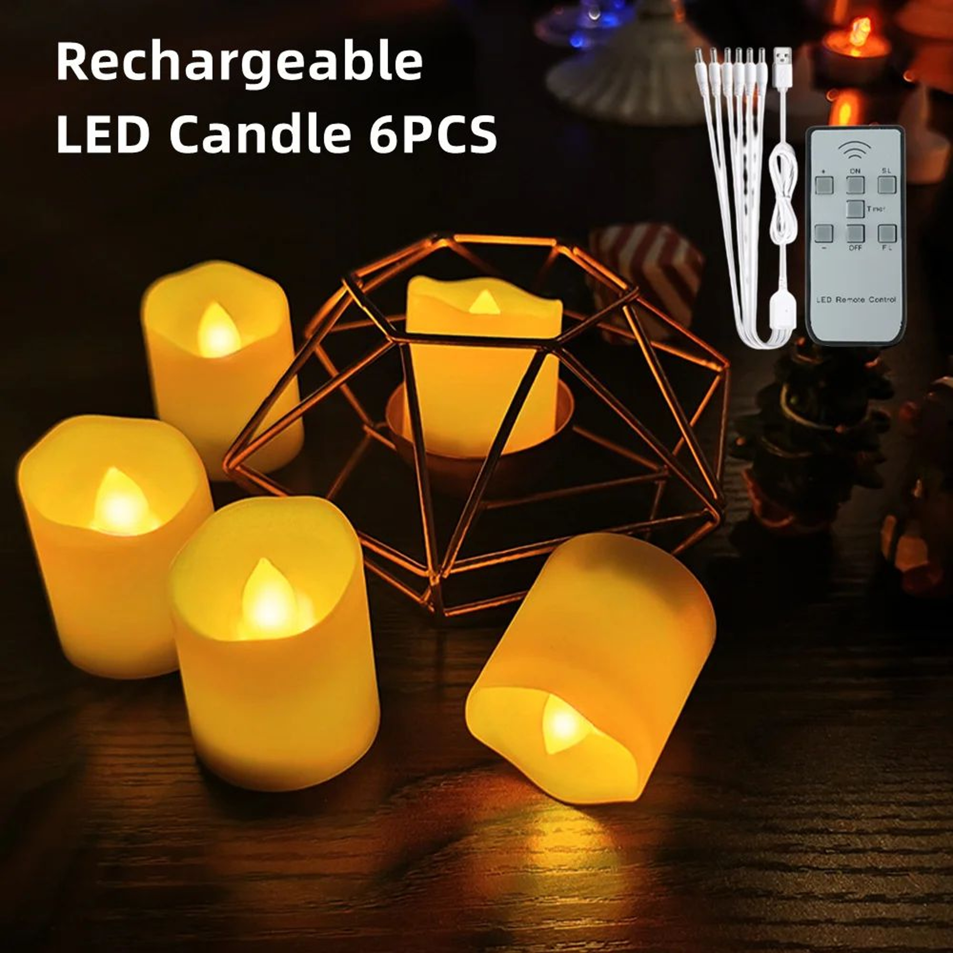 6 Piece Rechargeable LED Flameless Tea Lights With Remote And Timer 0