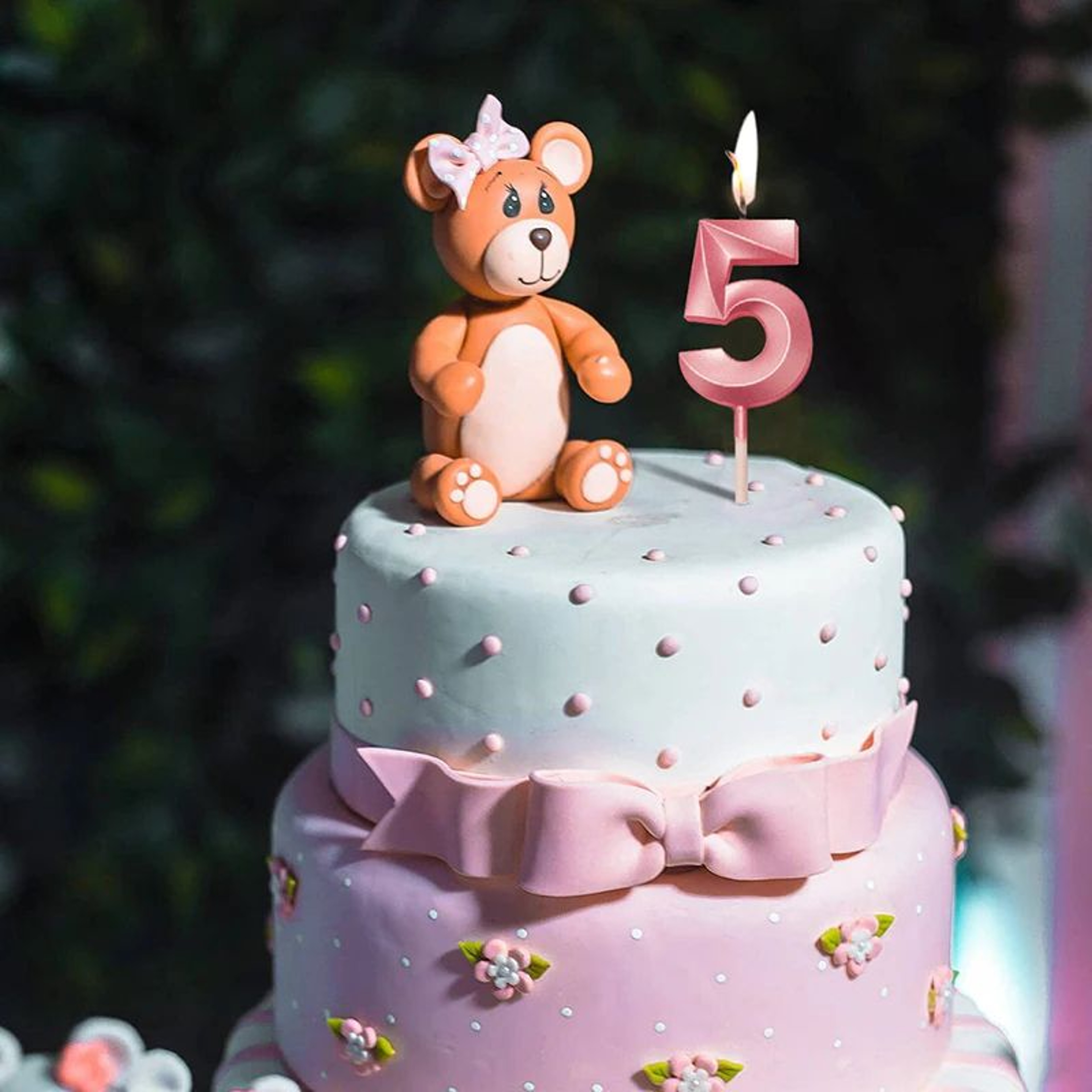 Gold Trim Pink Number Birthday Cake Candle 2
