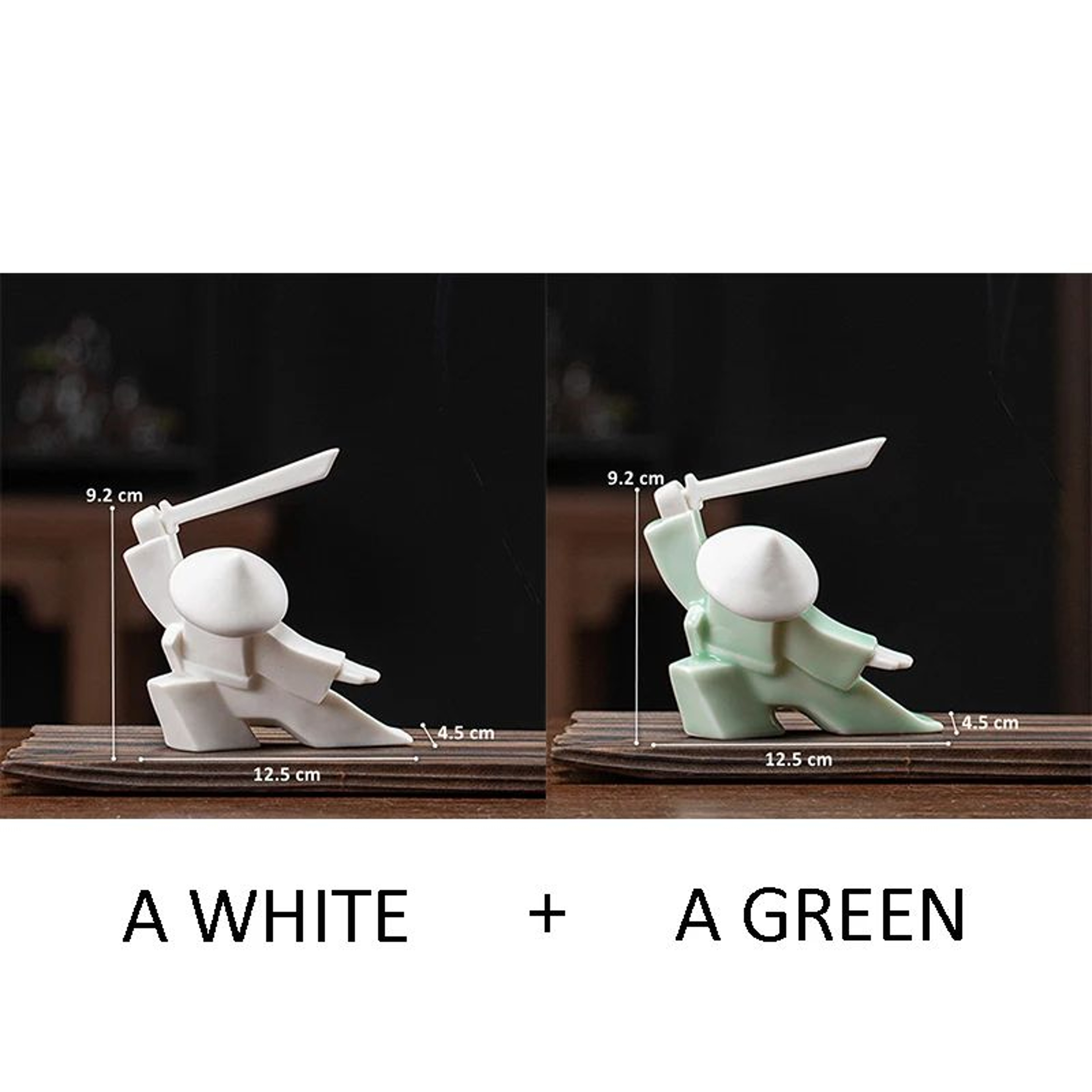 White Ceramic Samurai Figurine Oriental Warrior Statue 14