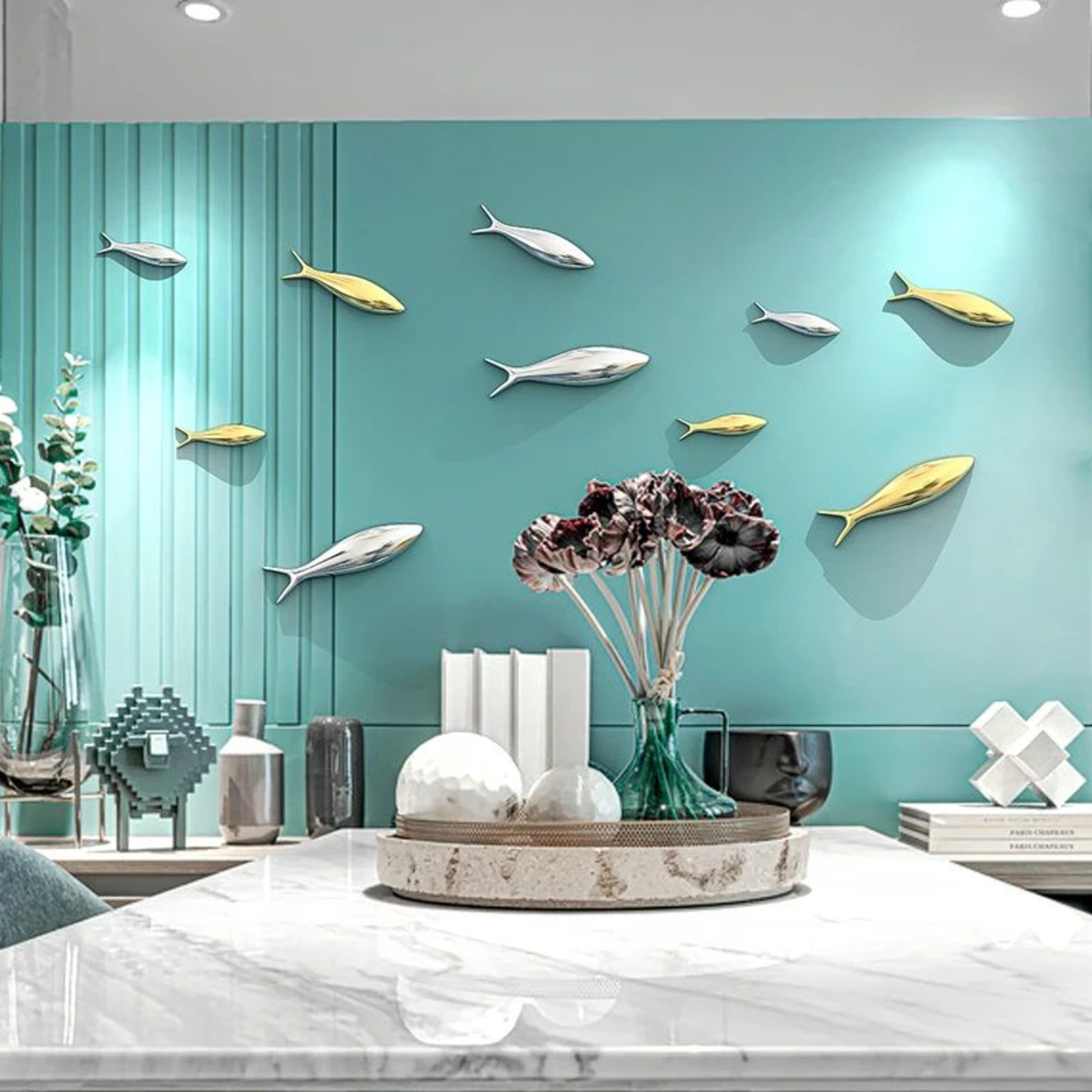 3D Electroplated Fish Wall Decor Hanging Ornament 3