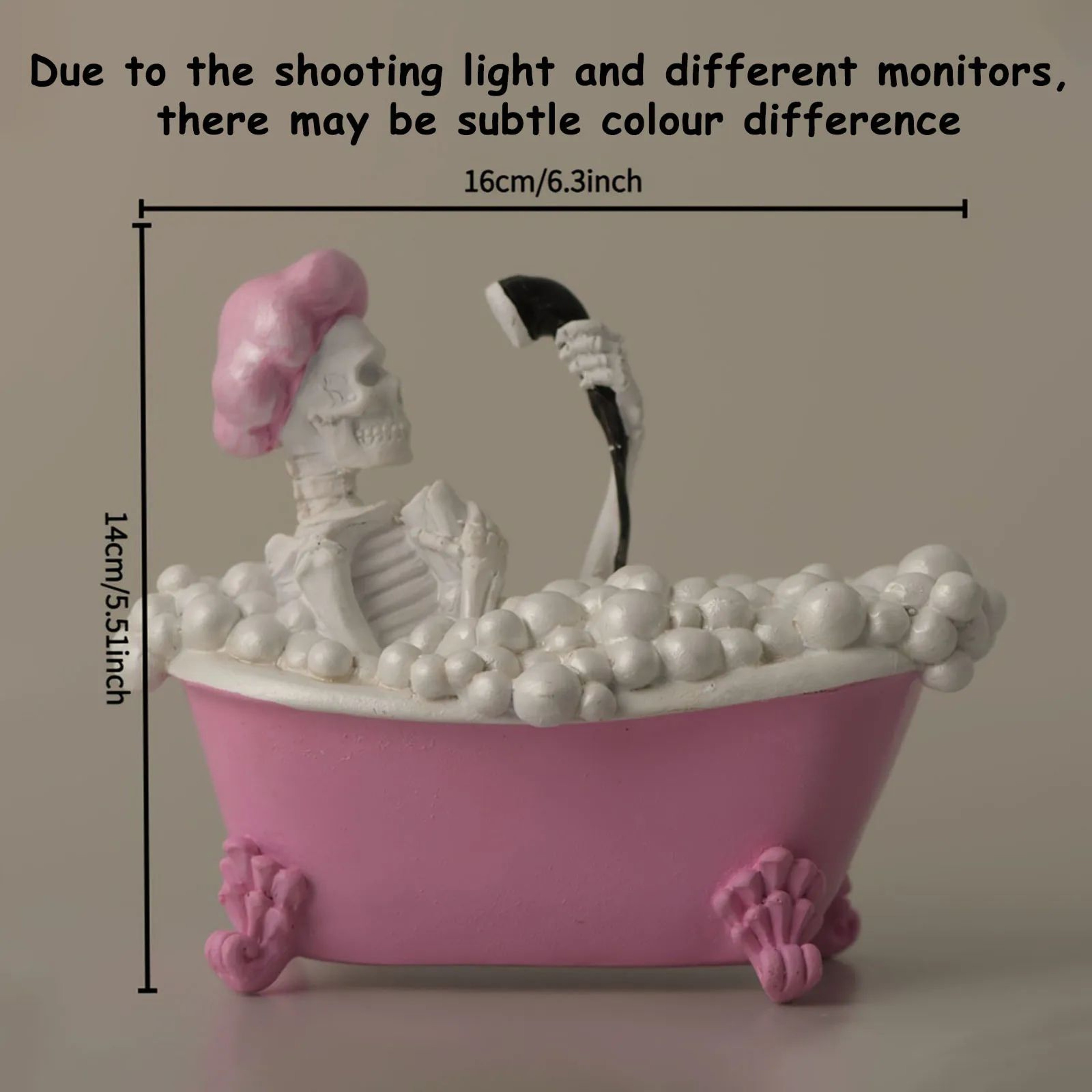 Spooky Skeleton In Pink And White Bathtub Halloween Decor 8