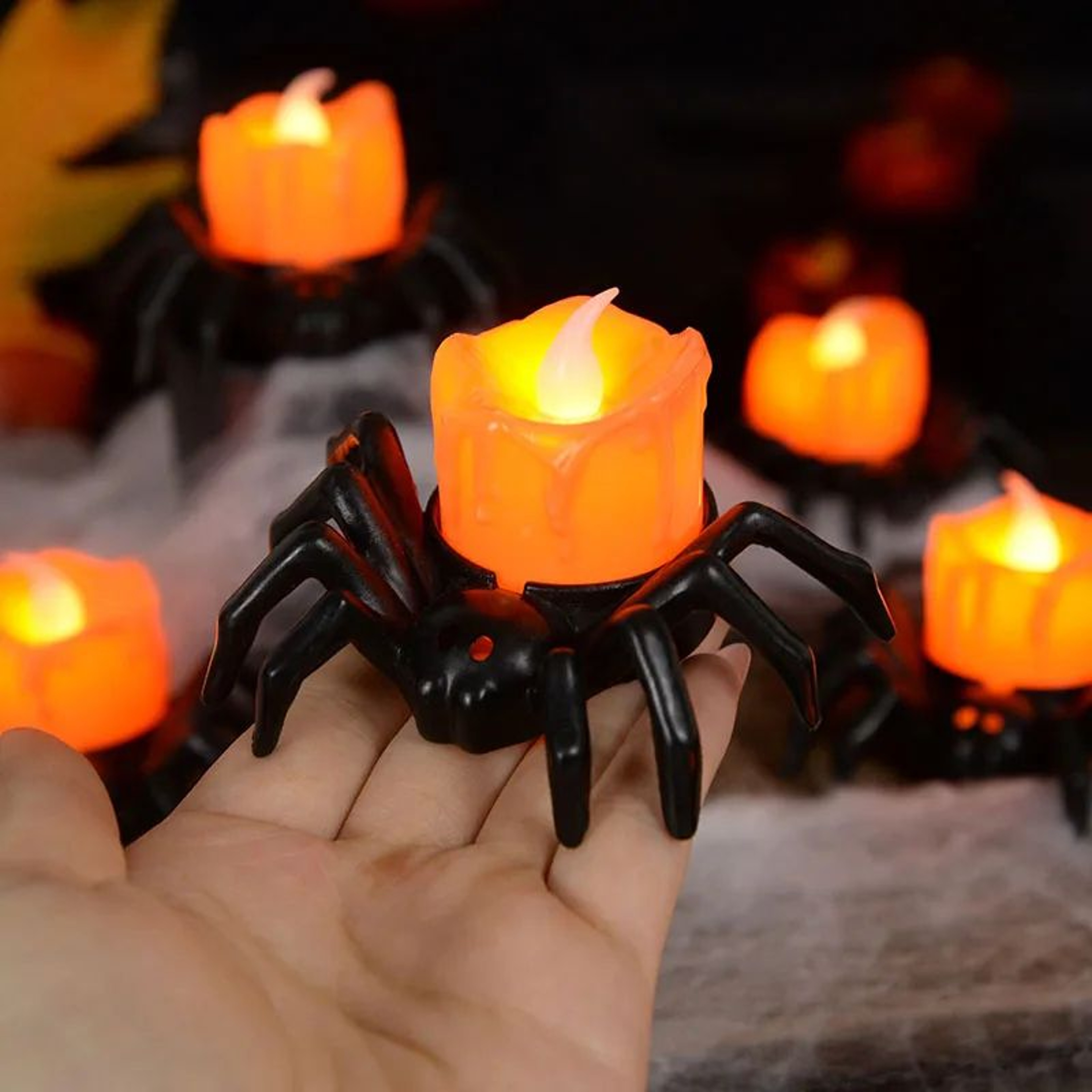 LED Spider Pumpkin Halloween Candle Light Decor 3