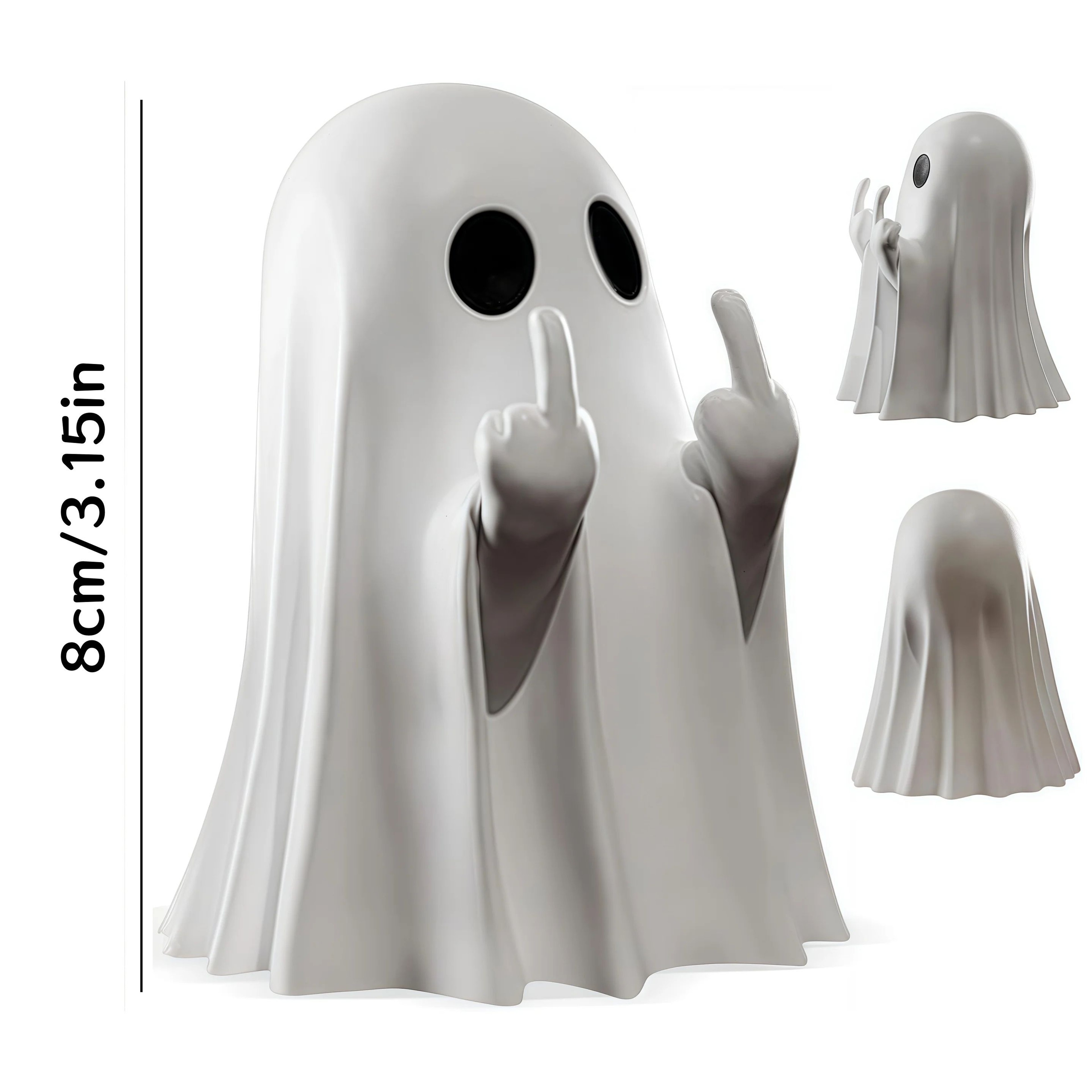 Funny Middle Finger Ghost Halloween Resin Figurine 1