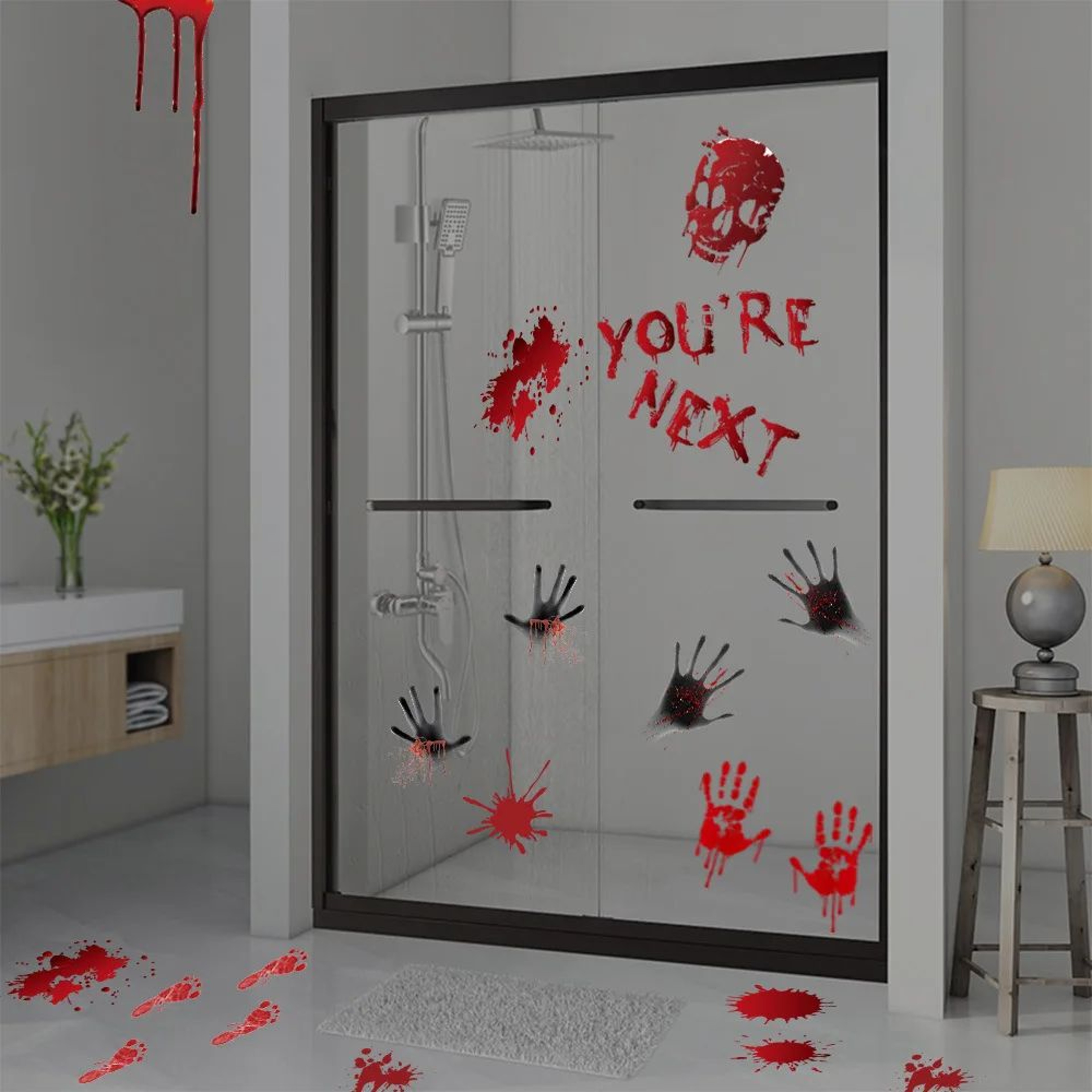 Halloween Bloody Handprint Wall Window Sticker Horror Decal Set 5