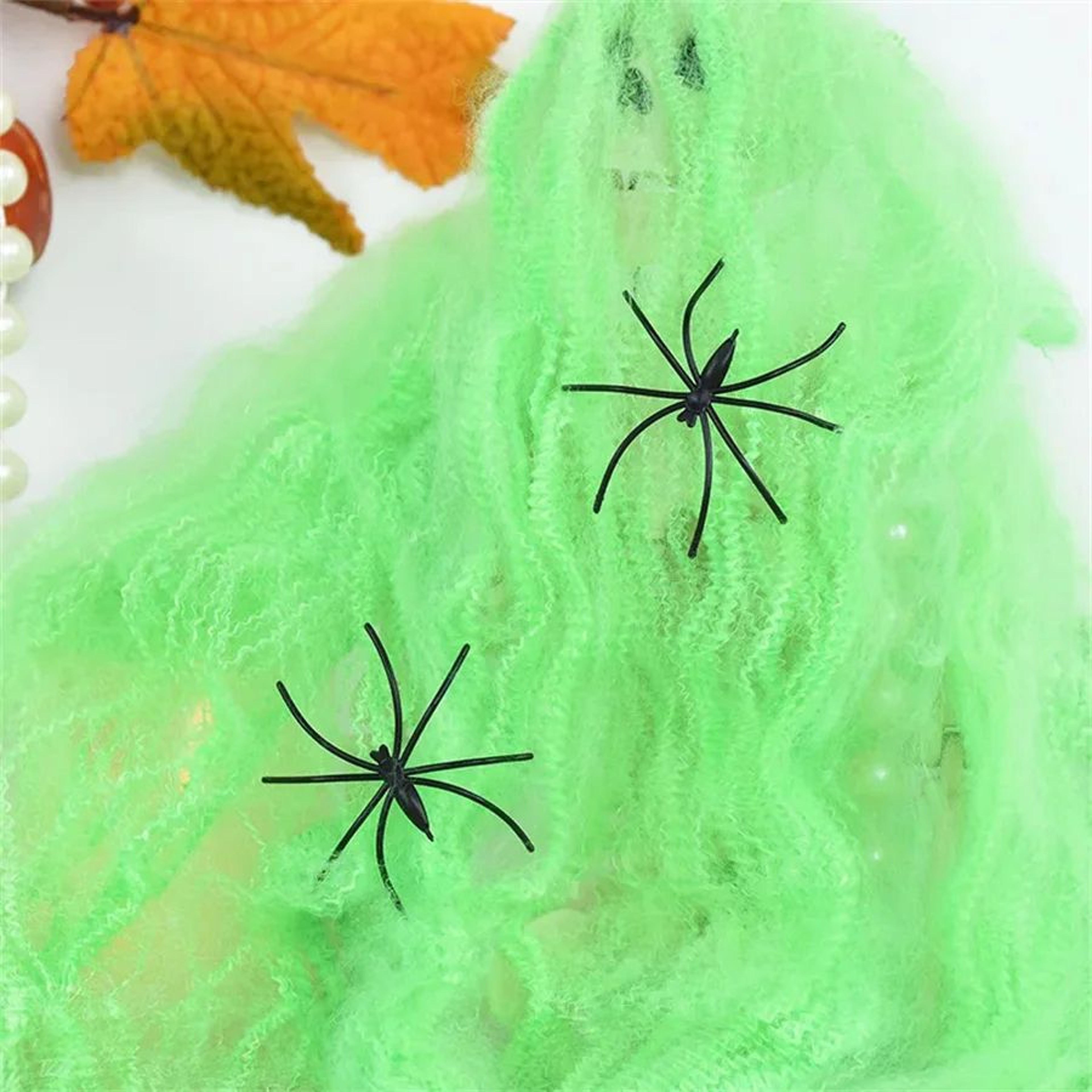 White Stretch Spider Web Halloween Cobweb Haunted House Decoration 9