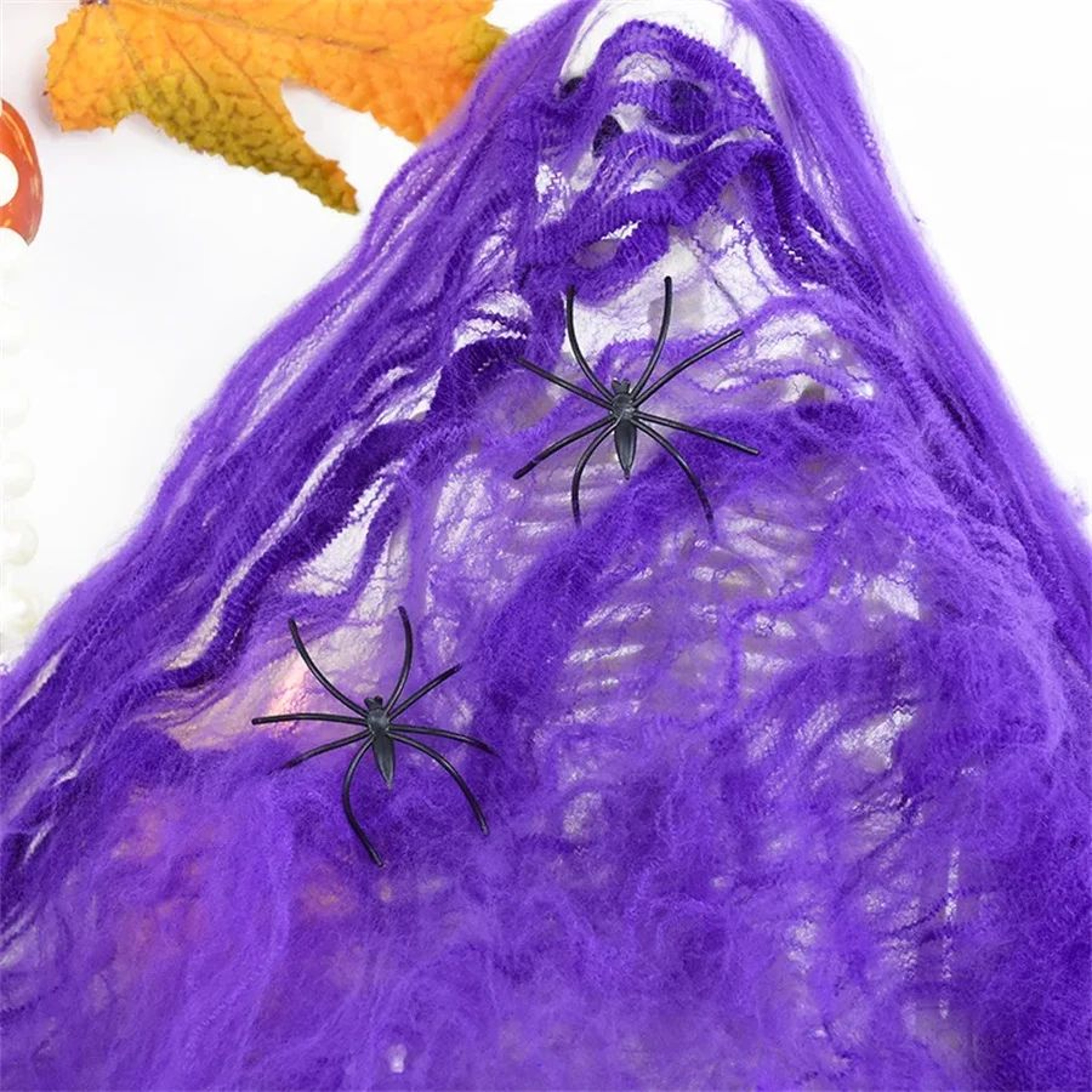 White Stretch Spider Web Halloween Cobweb Haunted House Decoration 10