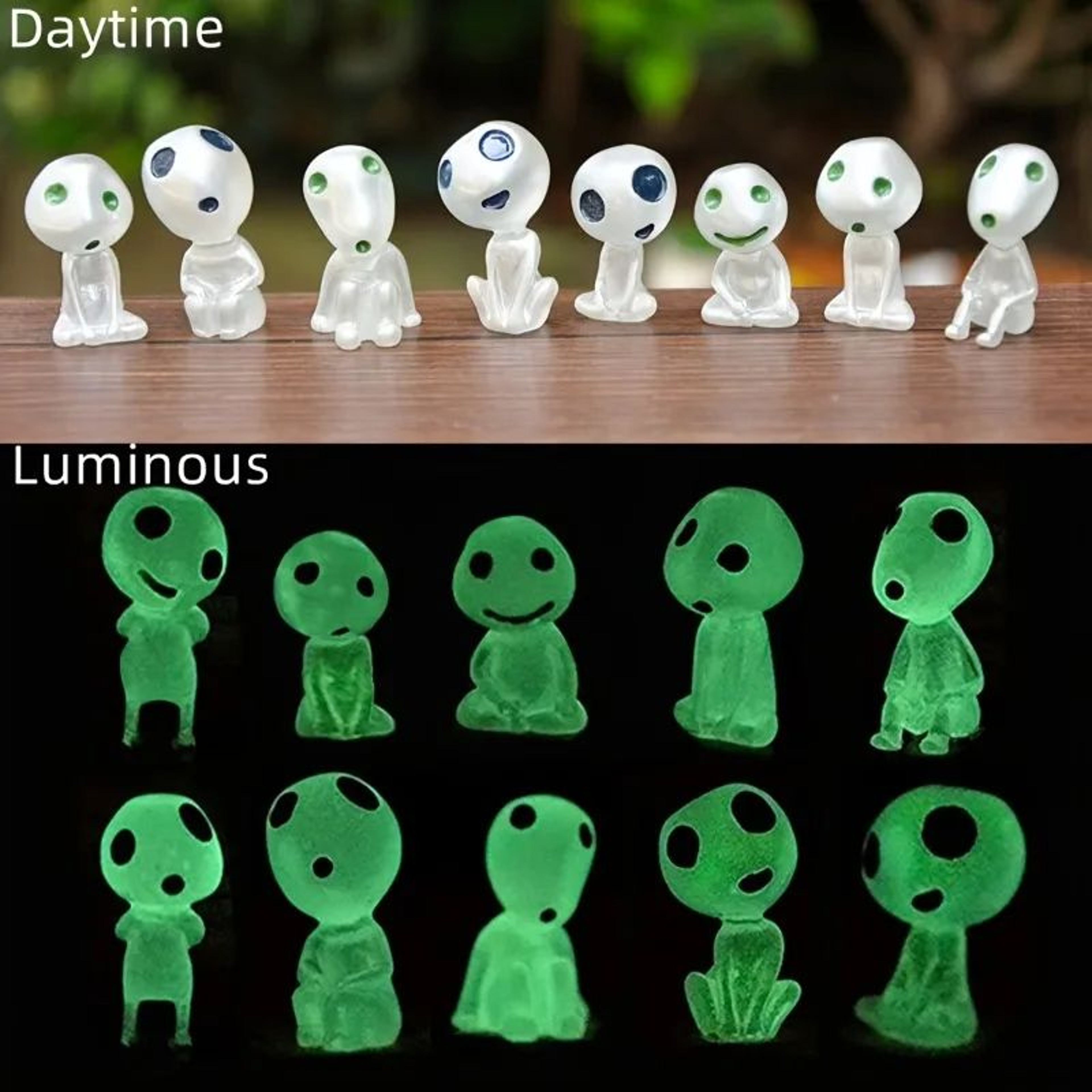 10 Piece Glow In The Dark Mini Resin Ghost Figurine Set 2