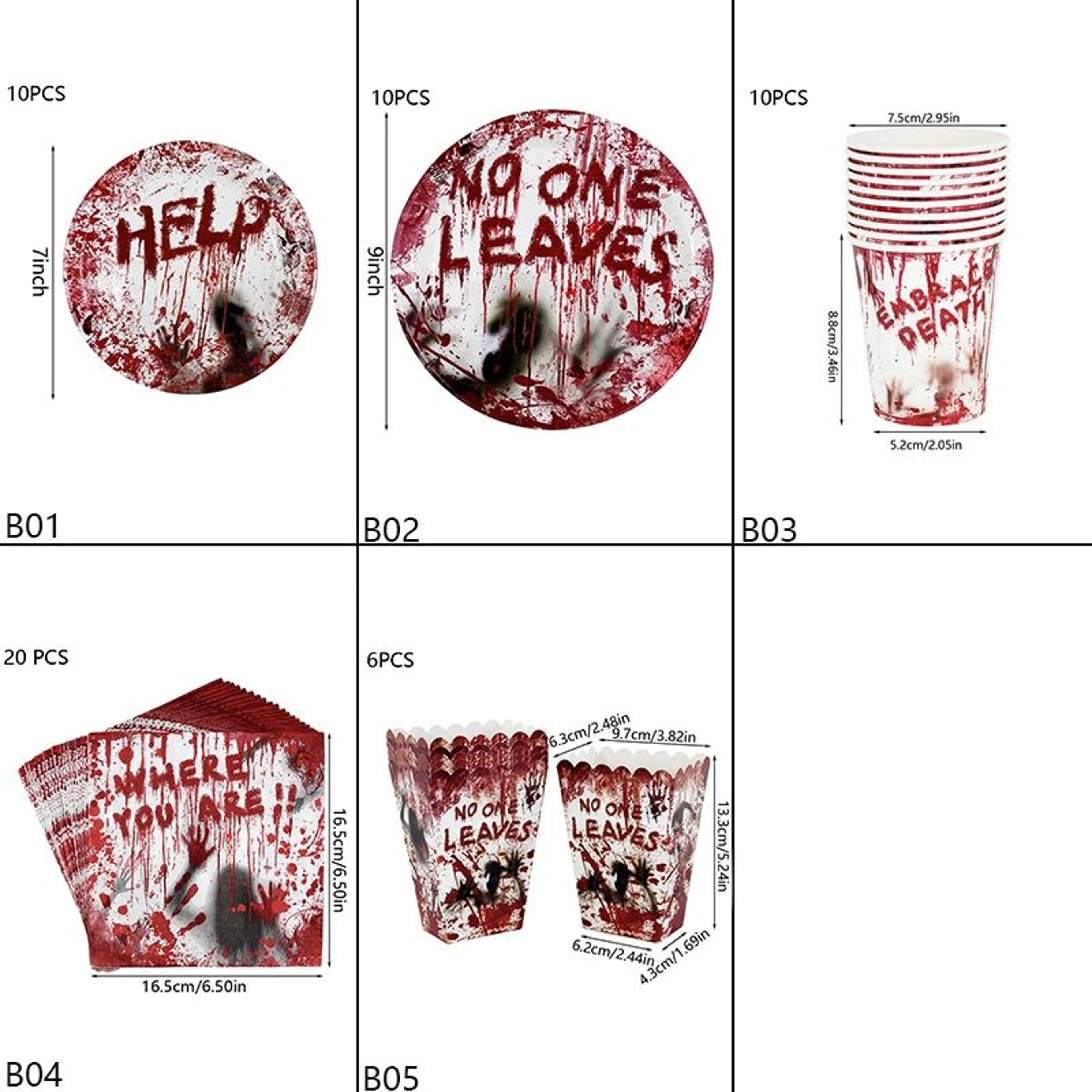 Halloween Bloody Handprint Disposable Party Tableware Set 1