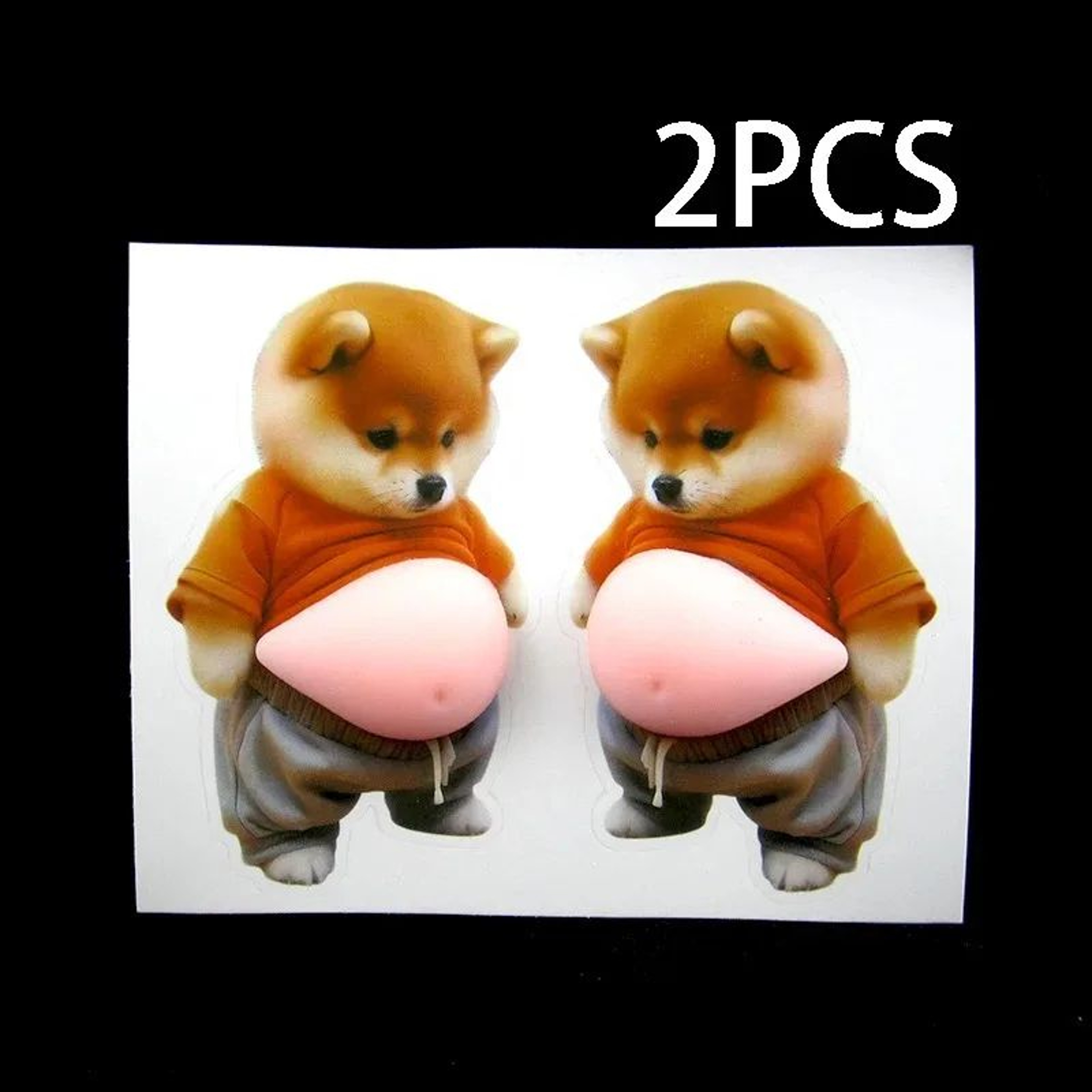 2Pcs 3D Shiba Inu Silicone Self Adhesive Stickers 6