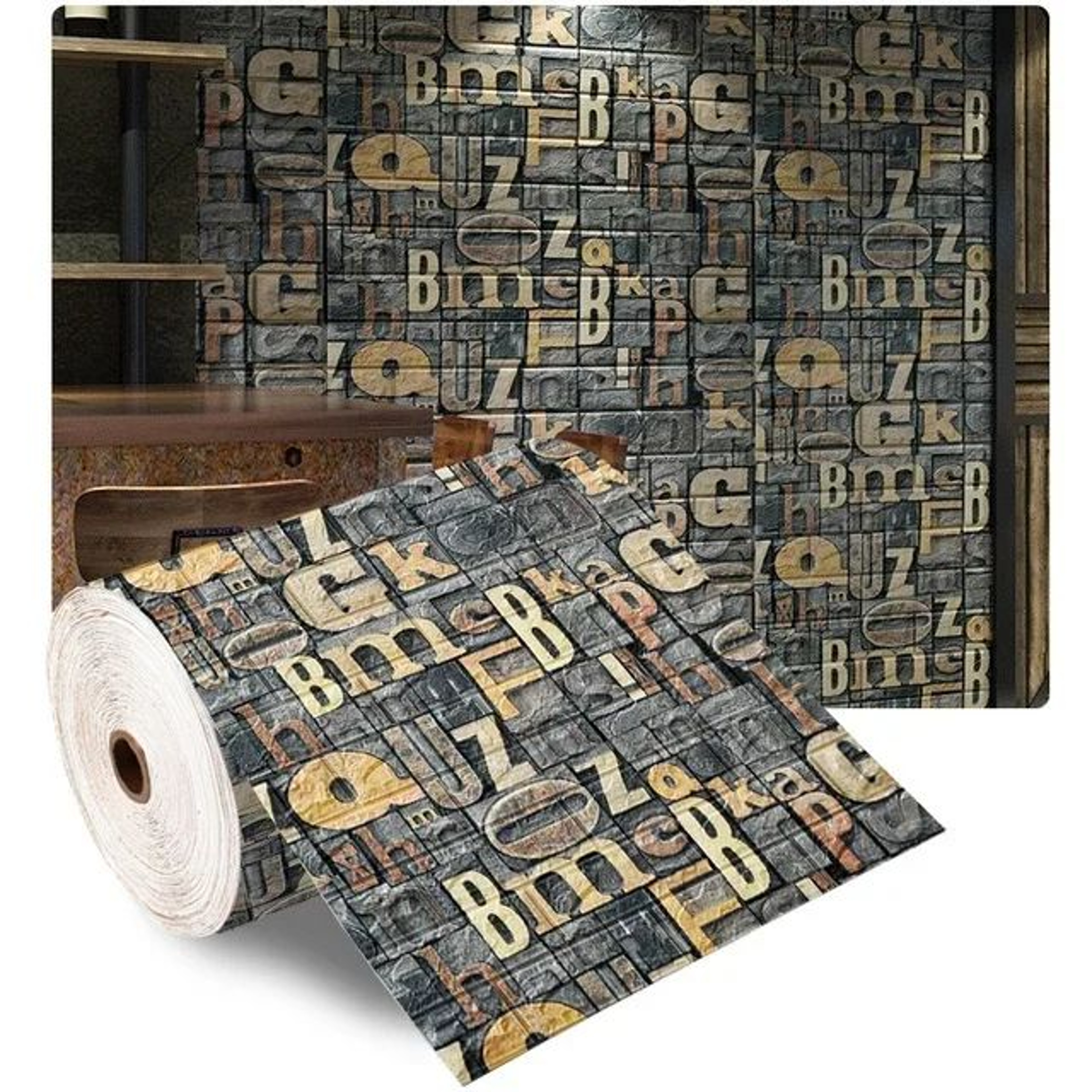 Waterproof 3D Self Adhesive Foam Brick Wallpaper Roll 18