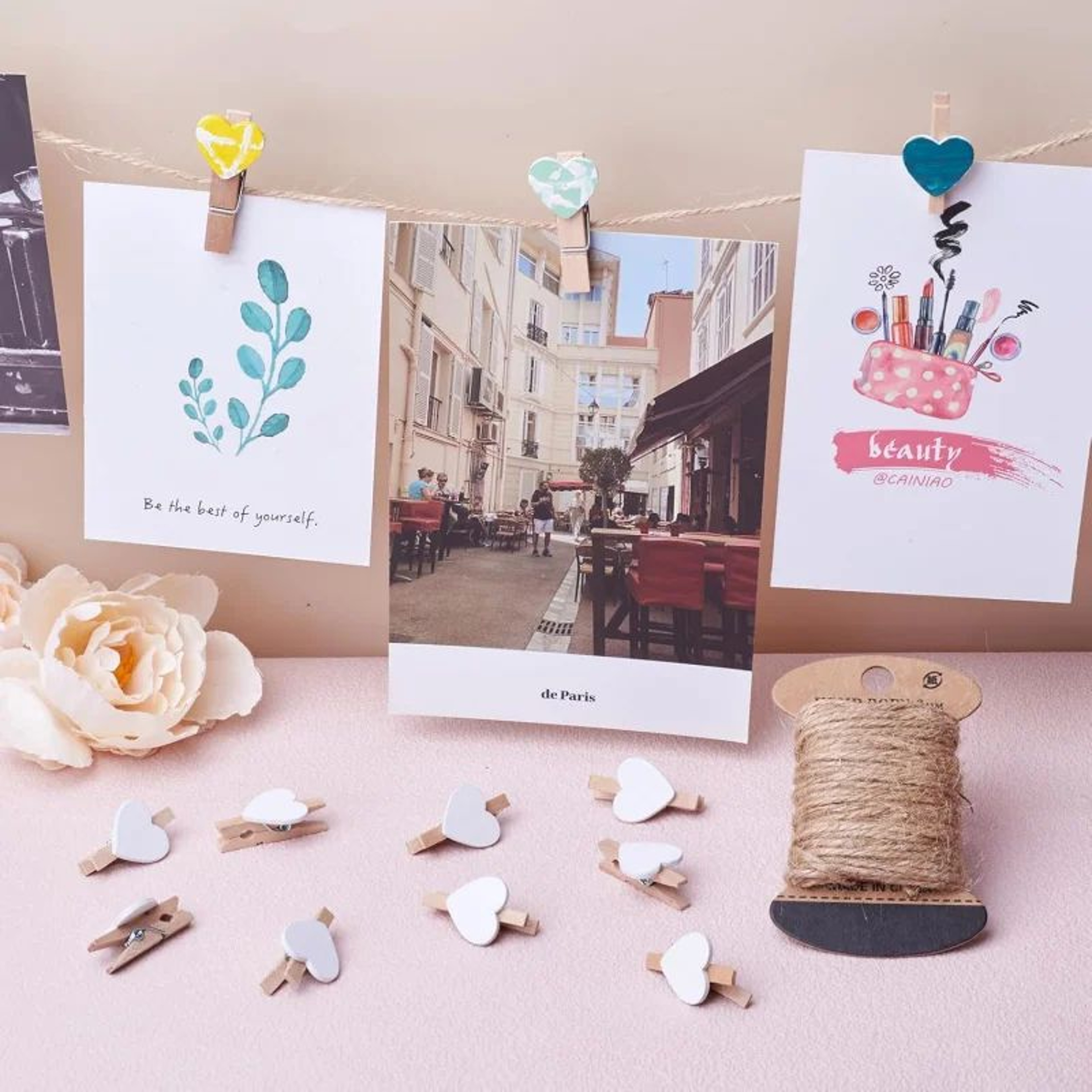 50Pcs Heart Wooden Clothespins Photo Craft Clips 1