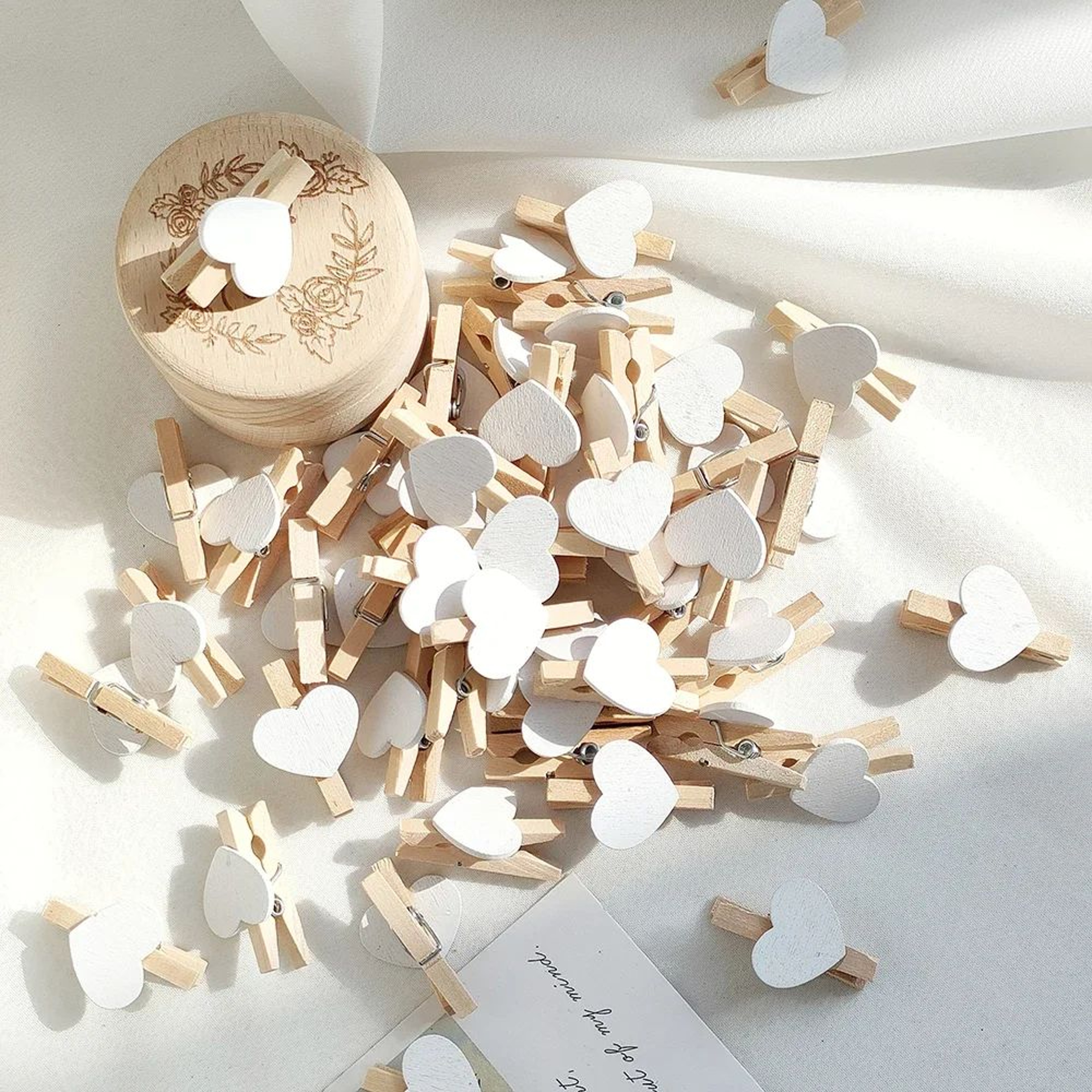 50Pcs Heart Wooden Clothespins Photo Craft Clips 6