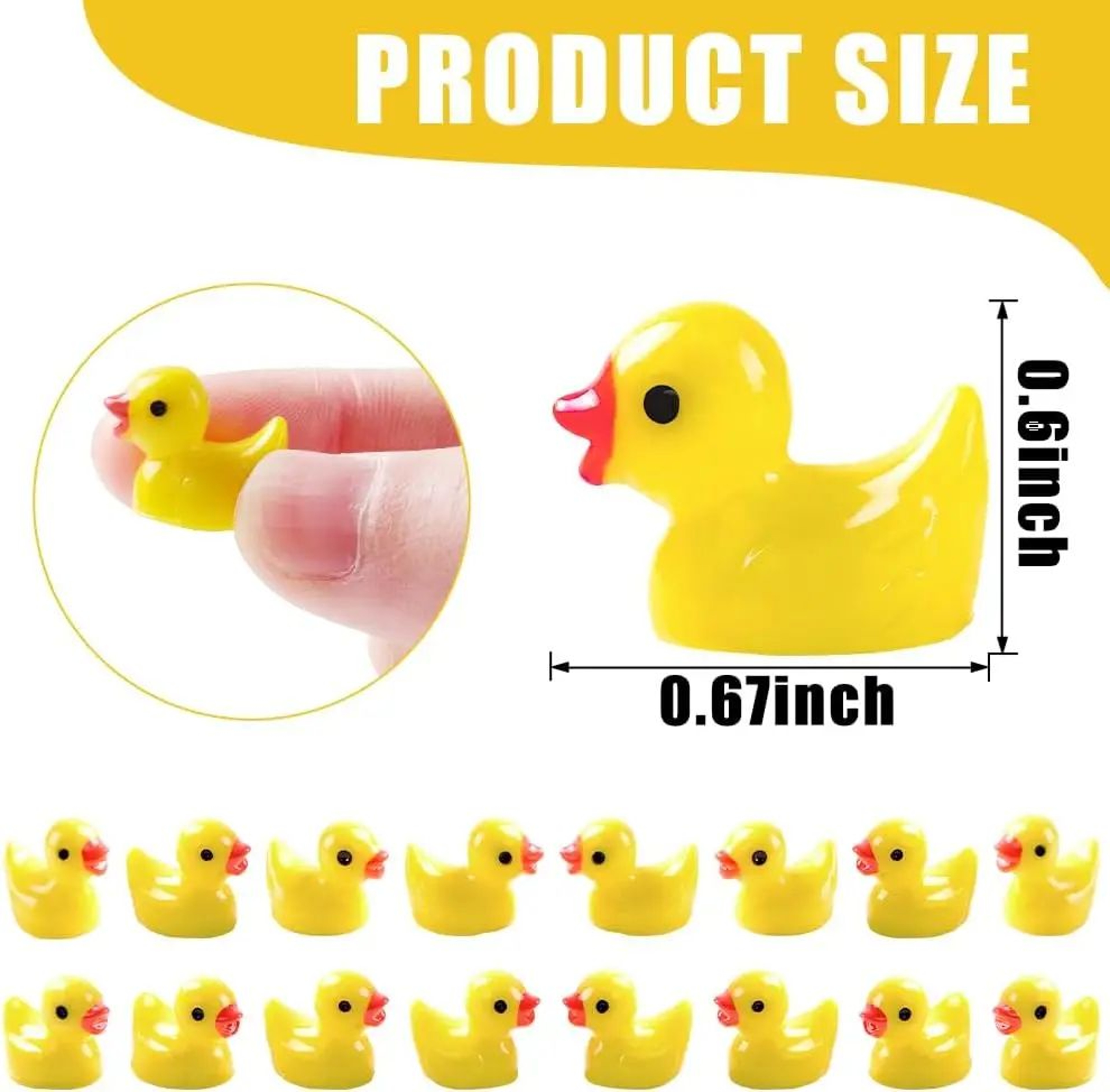 200PCS Mini Yellow Resin Ducks Fairy Garden Craft Set 5