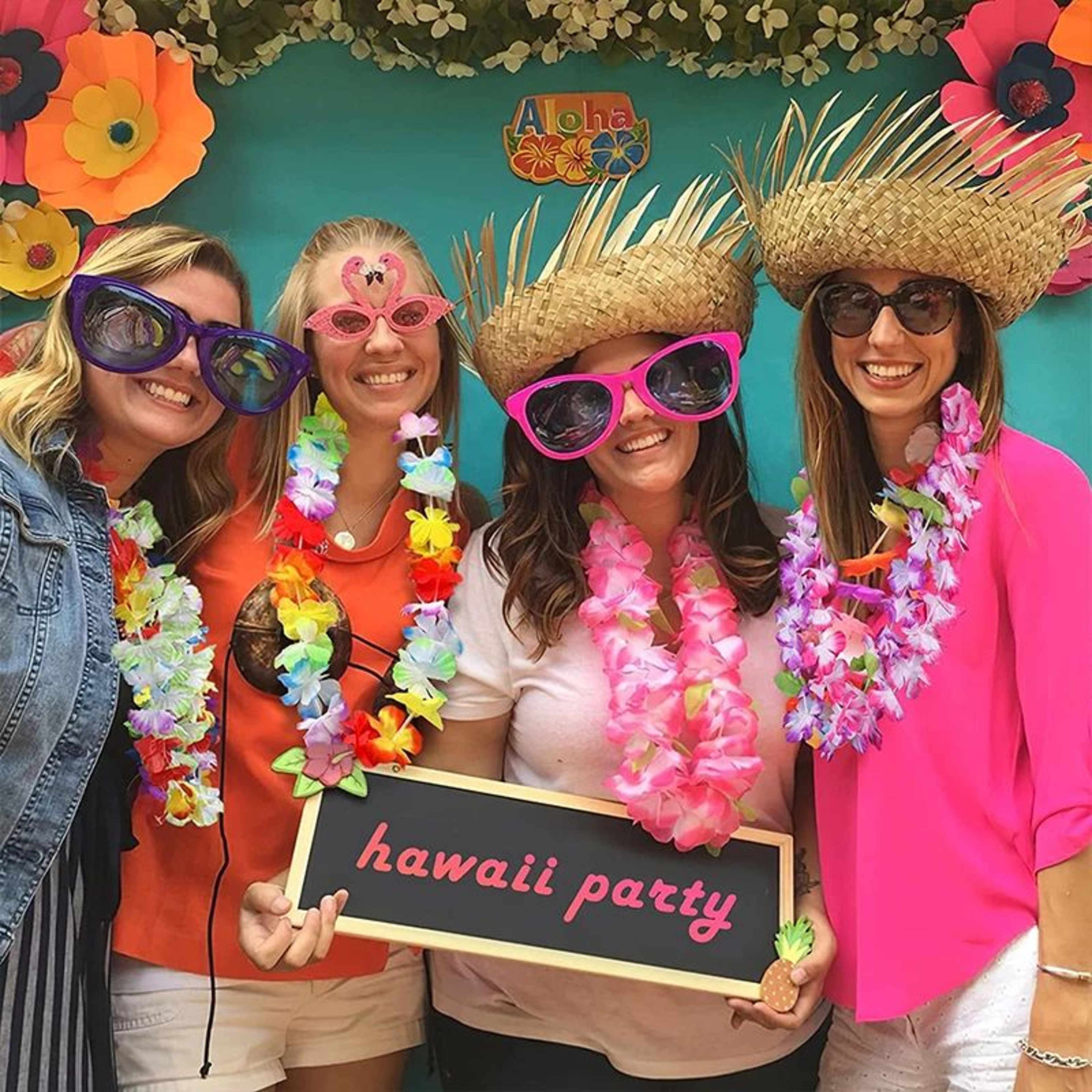 Hawaiian Flower Lei Garland Necklace Party Decoration Set 3