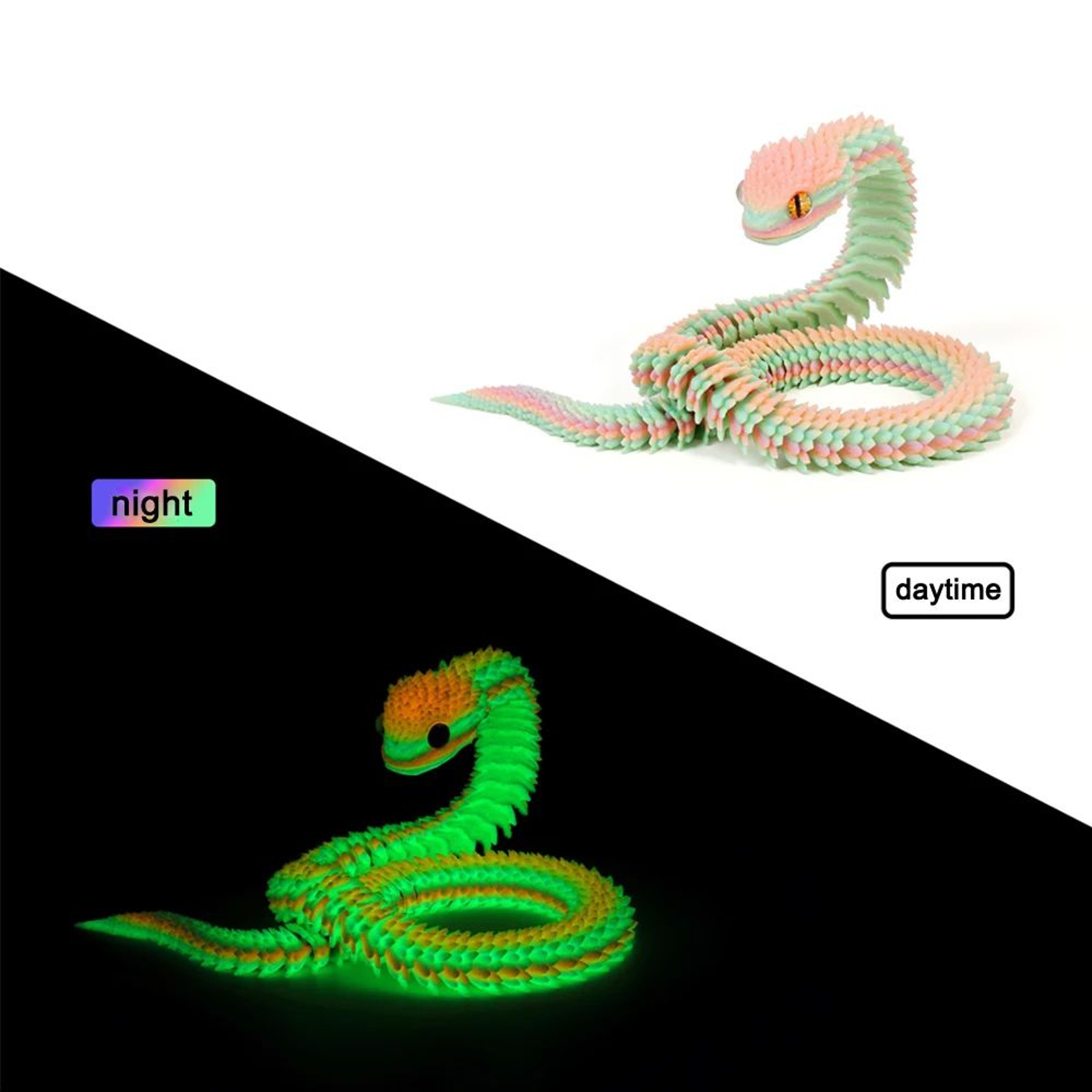 3D Printed Luminous Articulated Snake Desk Decor 3