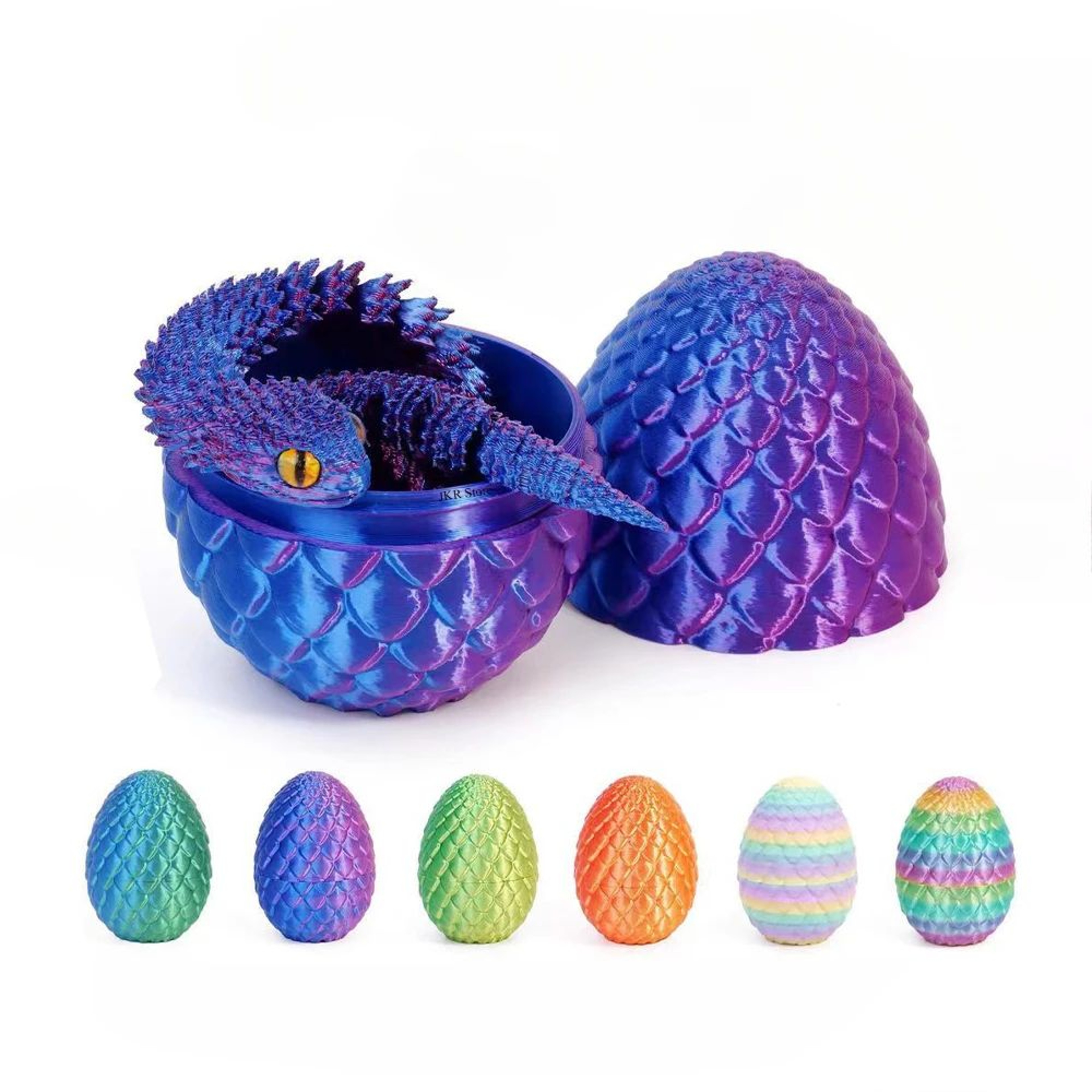 3D Printed Articulated Snake Egg Desktop Decor 4