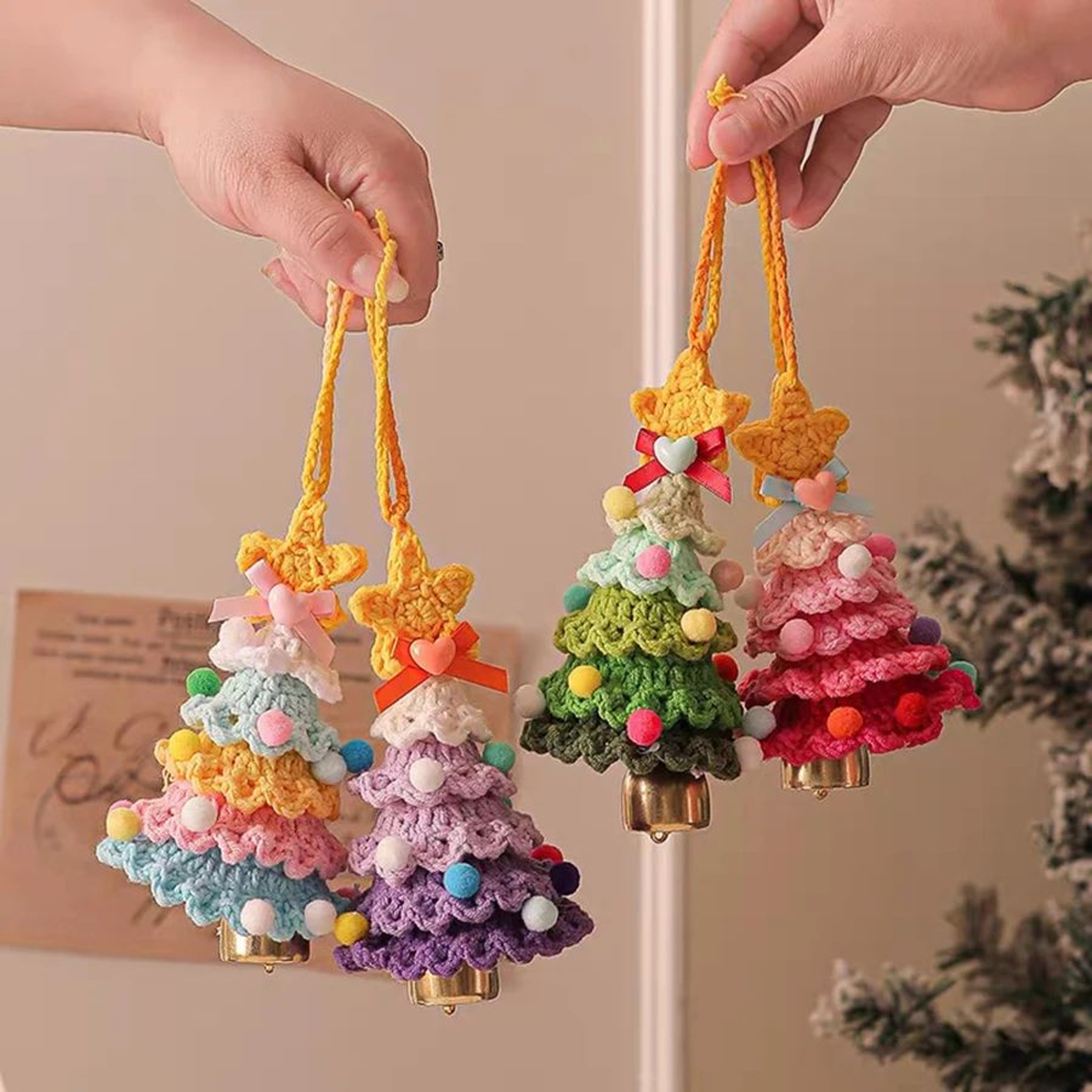 Knitted Christmas Tree Plush Hanging Ornament 0